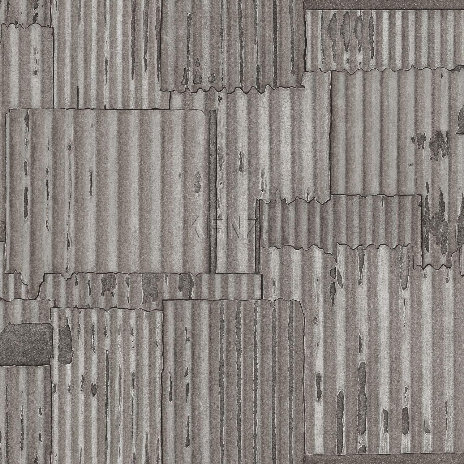 wallpaper industrial corrugated sheets dark gray 347618
