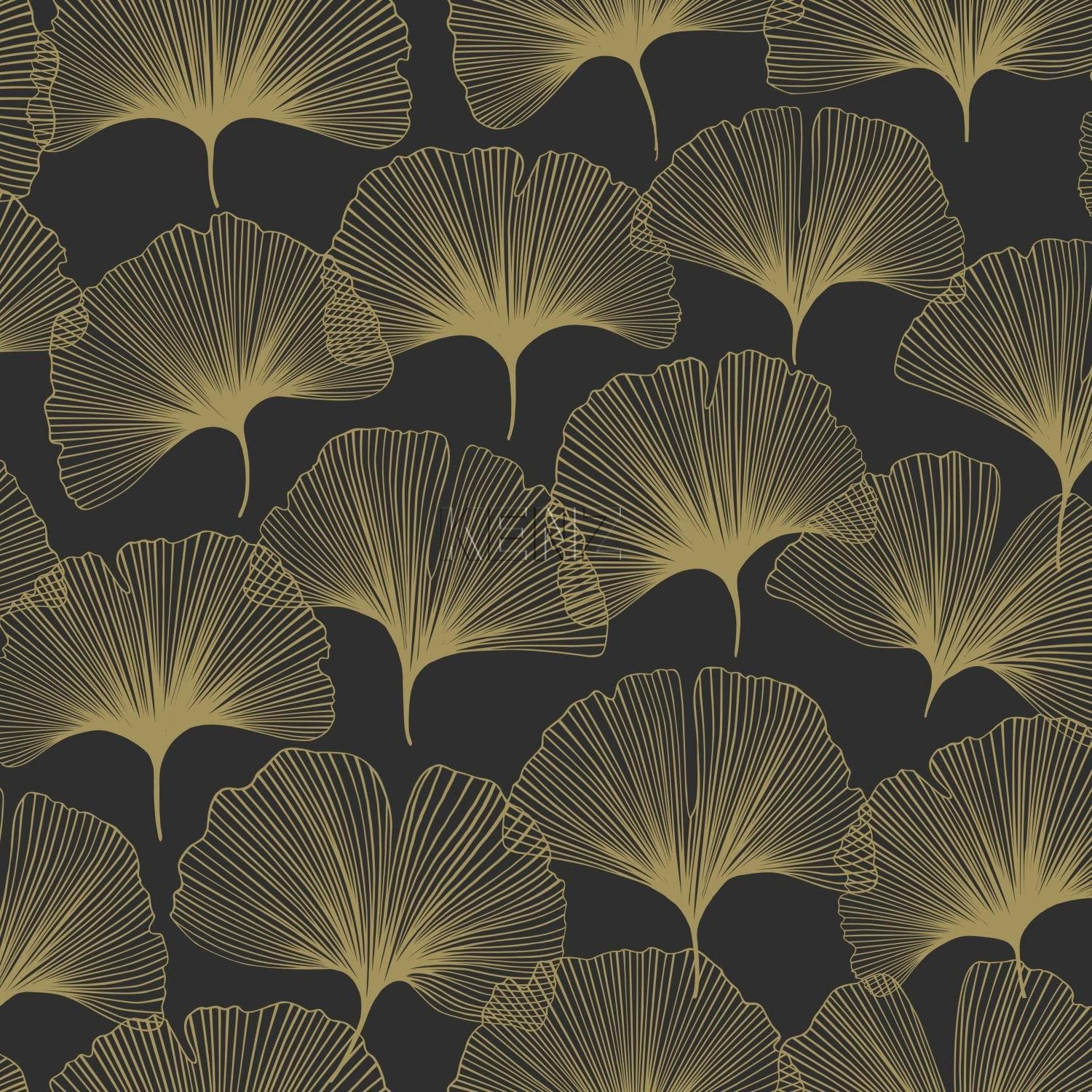 wallpaper ginkgo leaves black and gold 347734