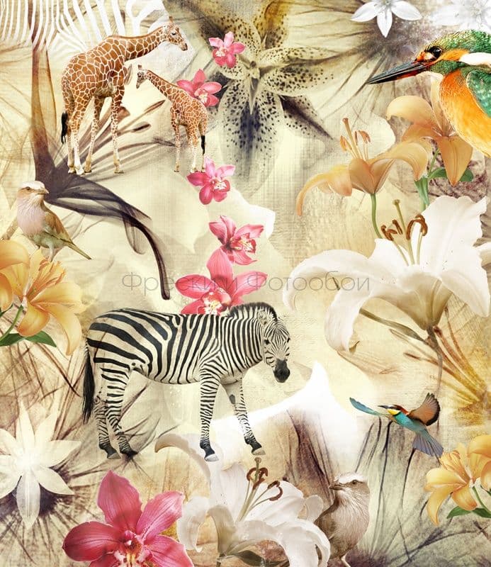 Collage With Flowers And Animals