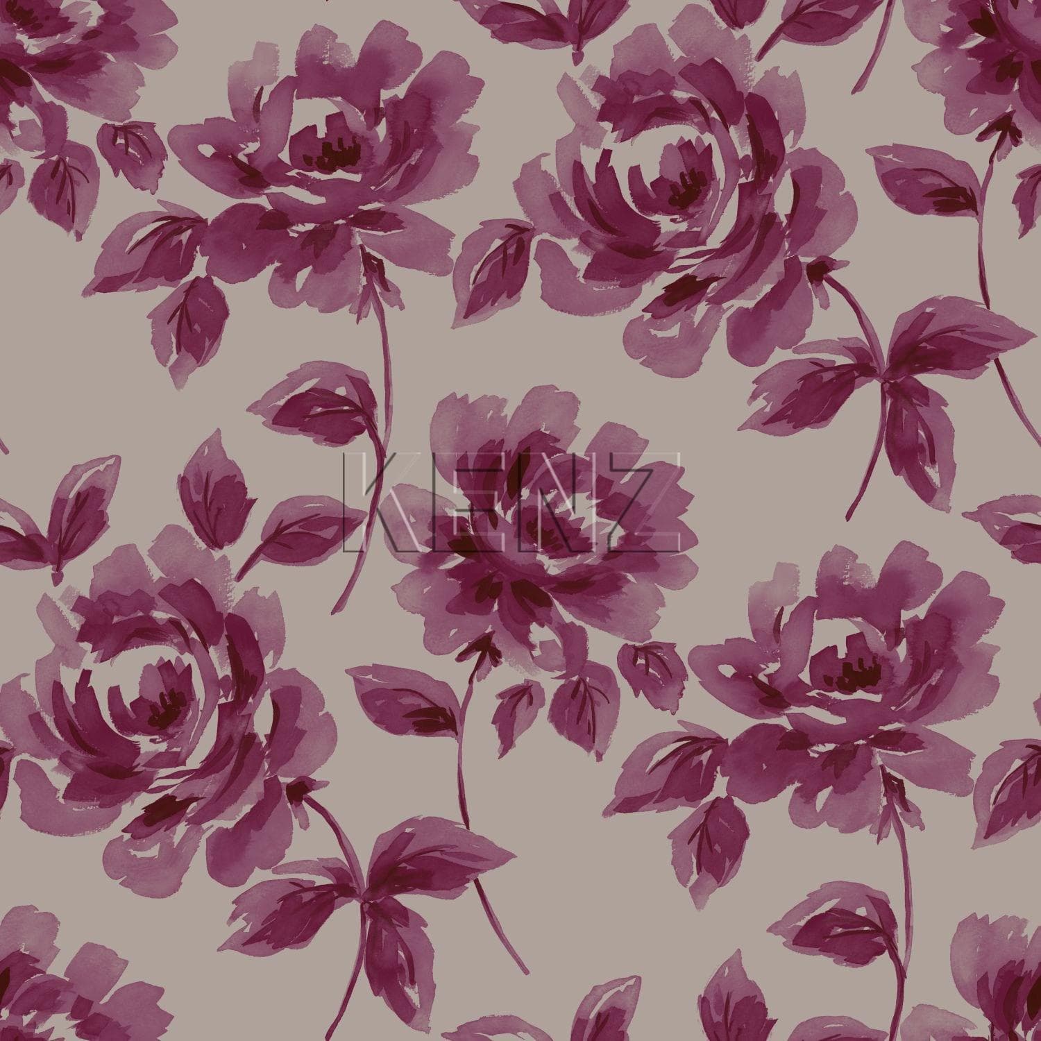 wallpaper watercolor painted roses aubergine purple and taupe 128017