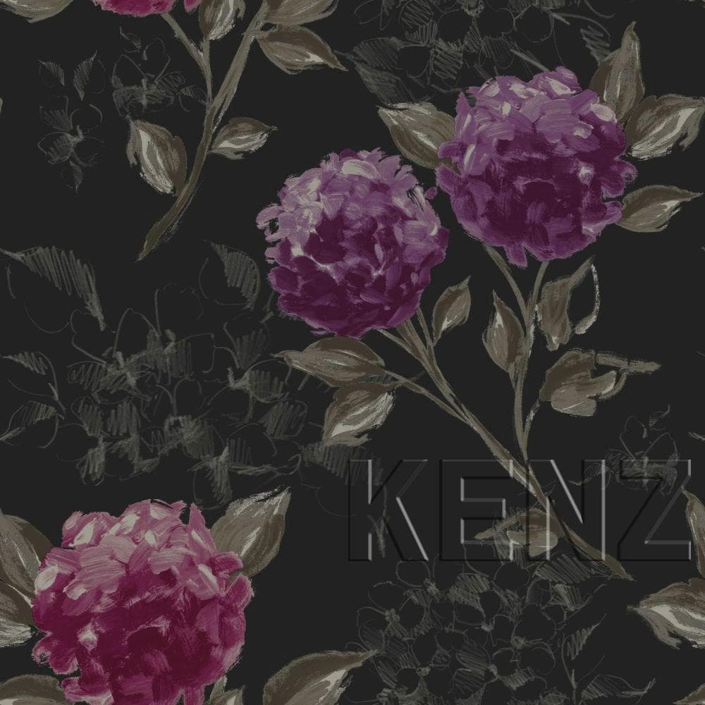 wallpaper hydrangeas black and aubergine purple 128025