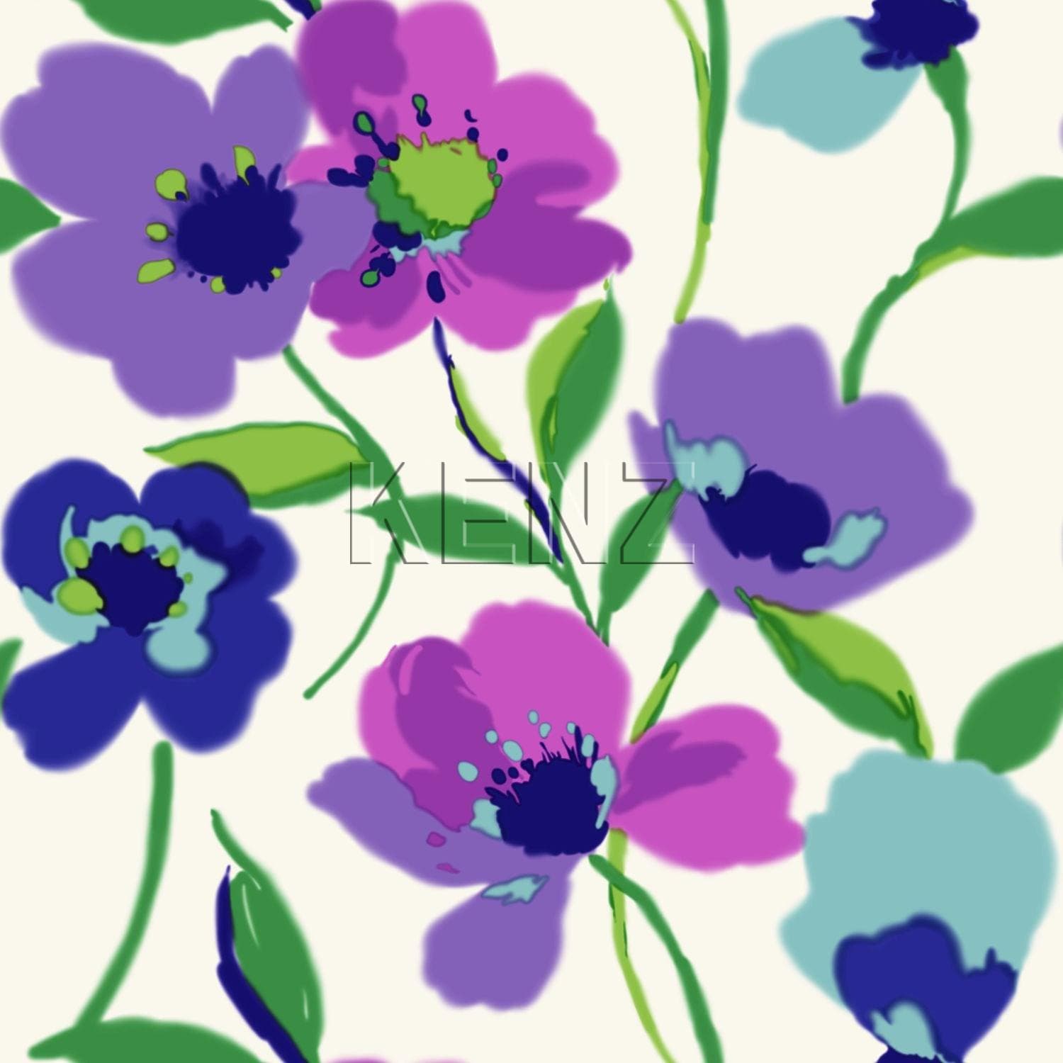wallpaper poppies purple and turquoise 128028