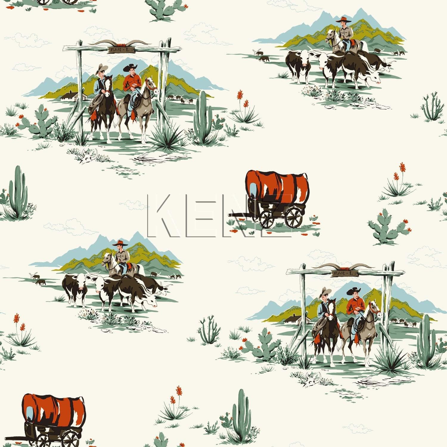 wallpaper cowboys mint green and orange 128717