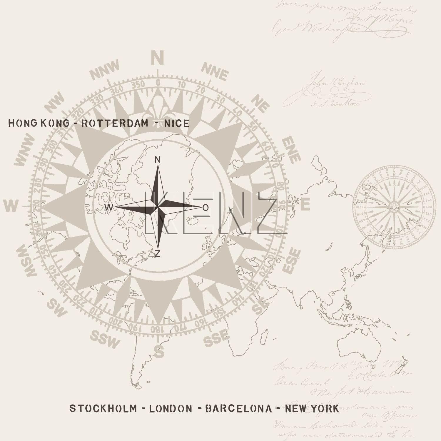wallpaper compass beige 136422