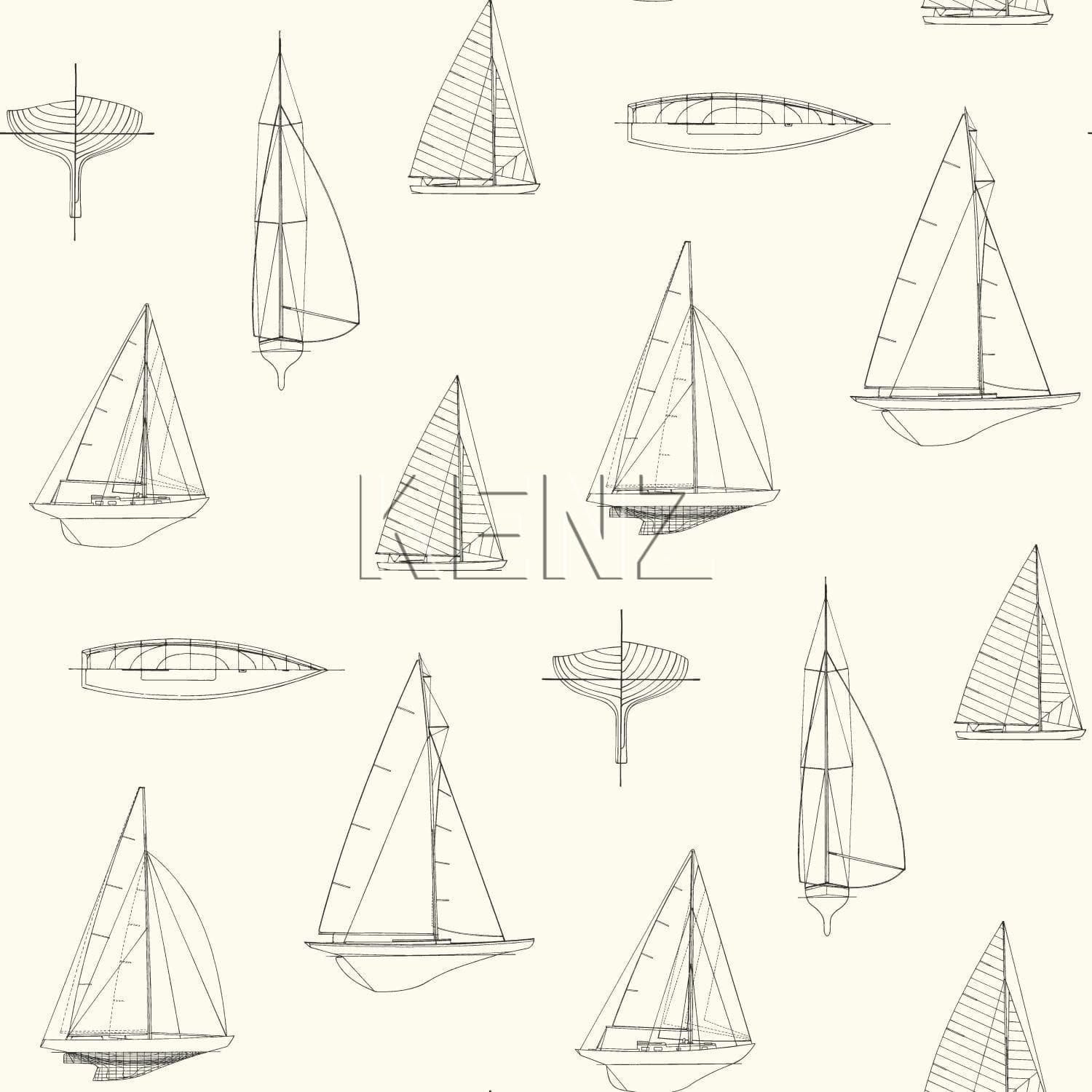 wallpaper boats beige 136430