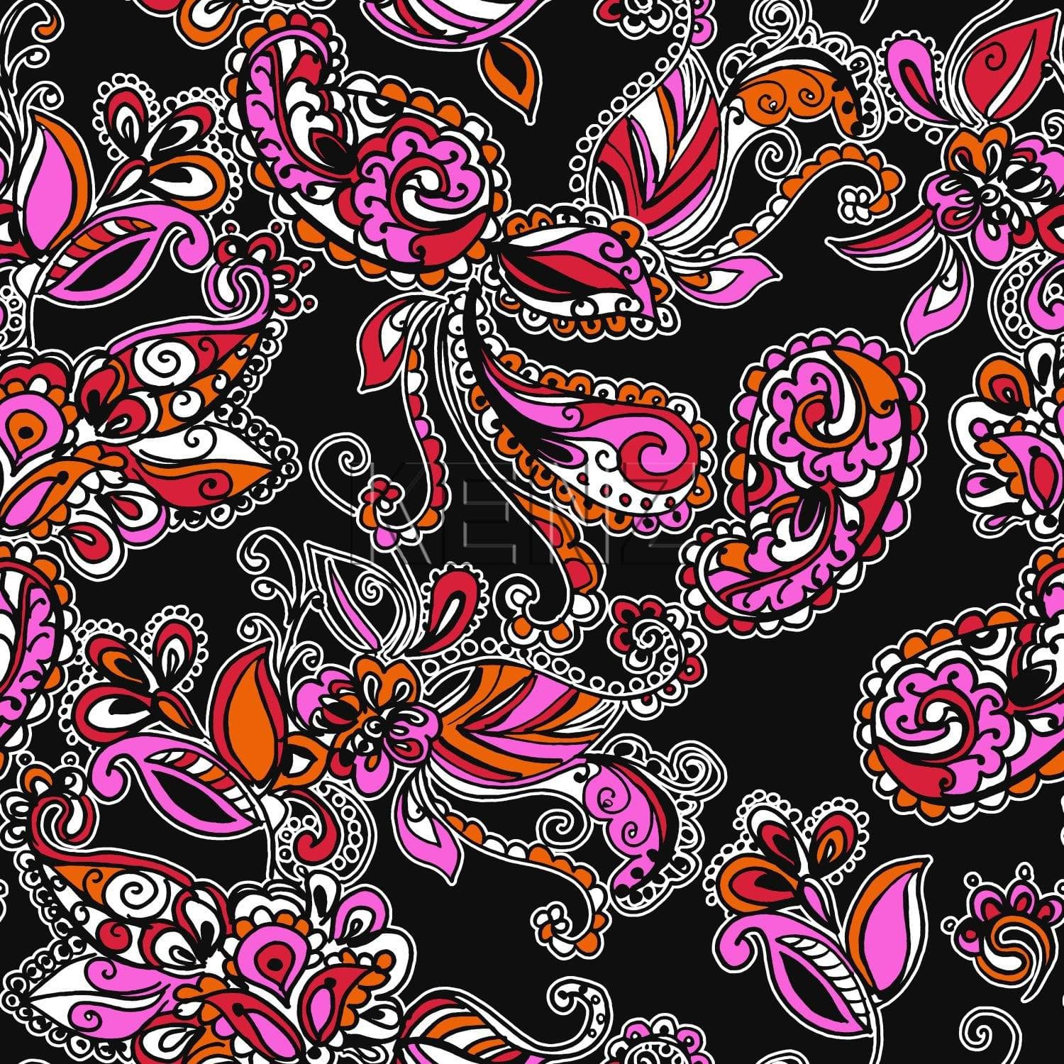 wallpaper funky flowers and paisleys black and red 136842