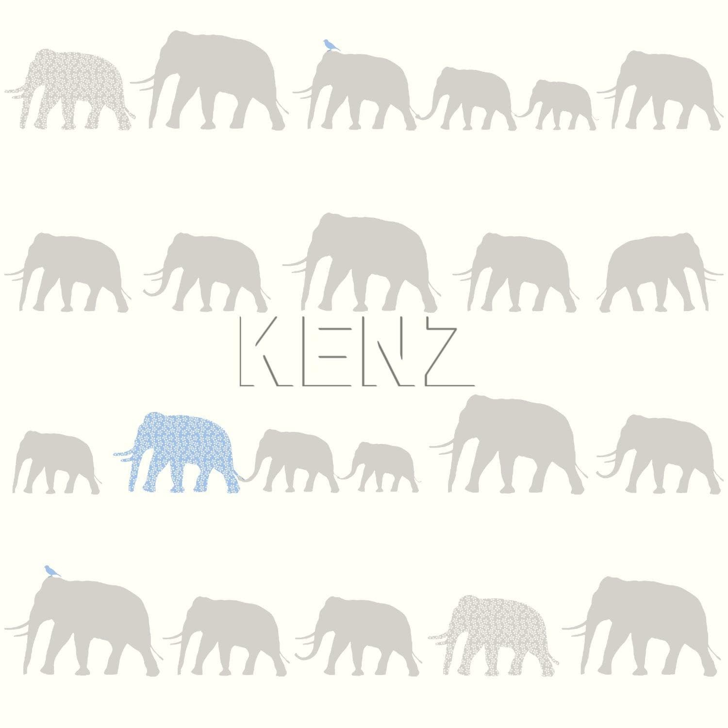 wallpaper elephants silver and light blue 137331