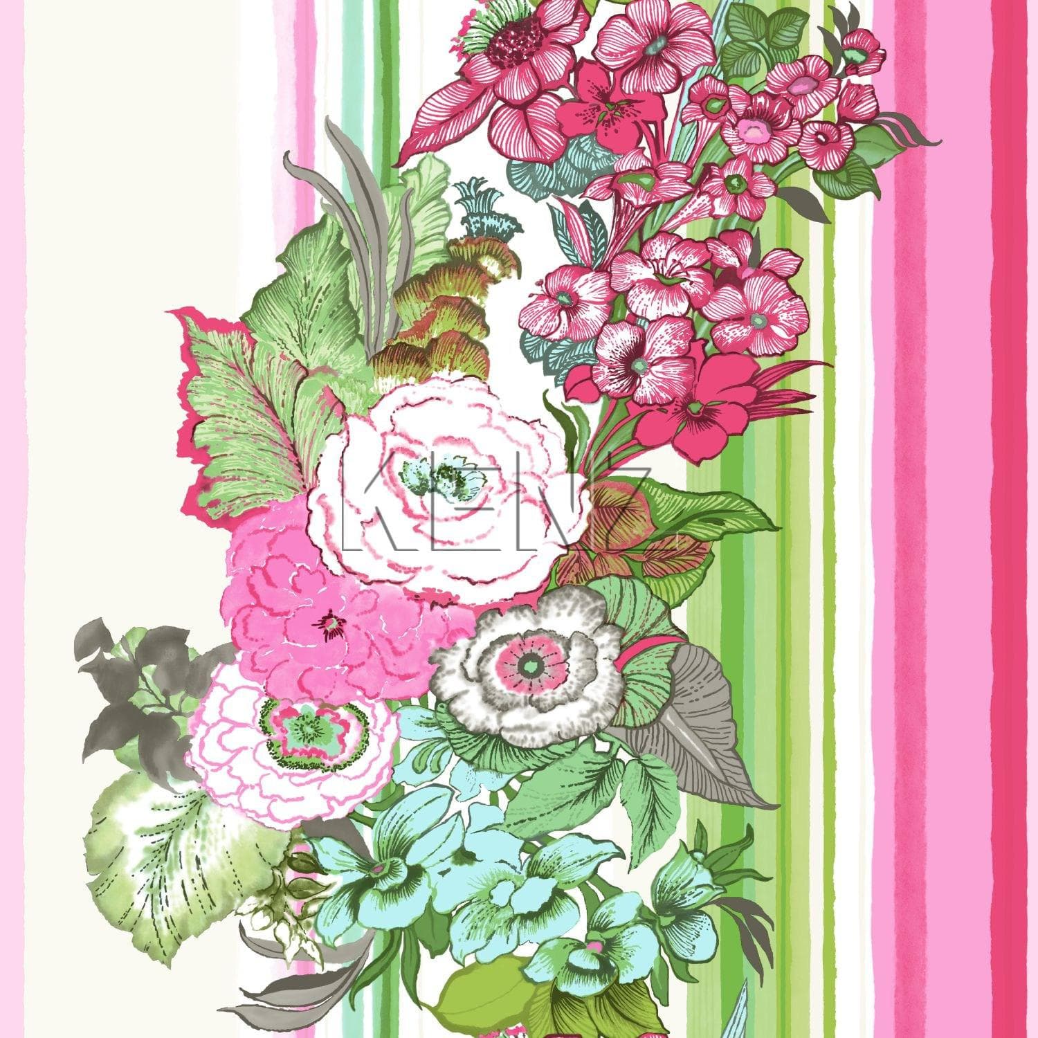 wallpaper vintage flowers pink and lime green 138115