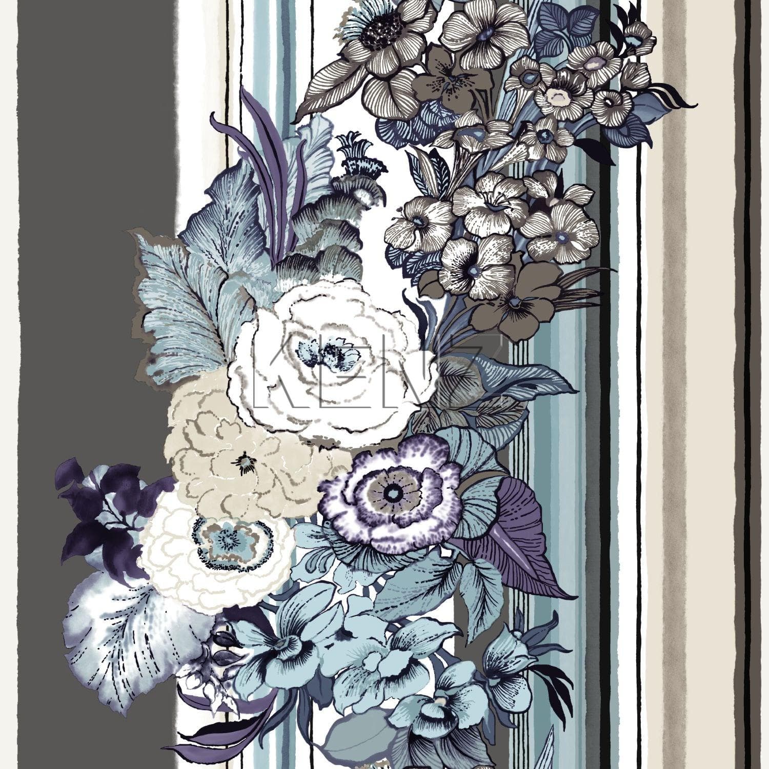 wallpaper vintage flowers taupe and dark purple 138117