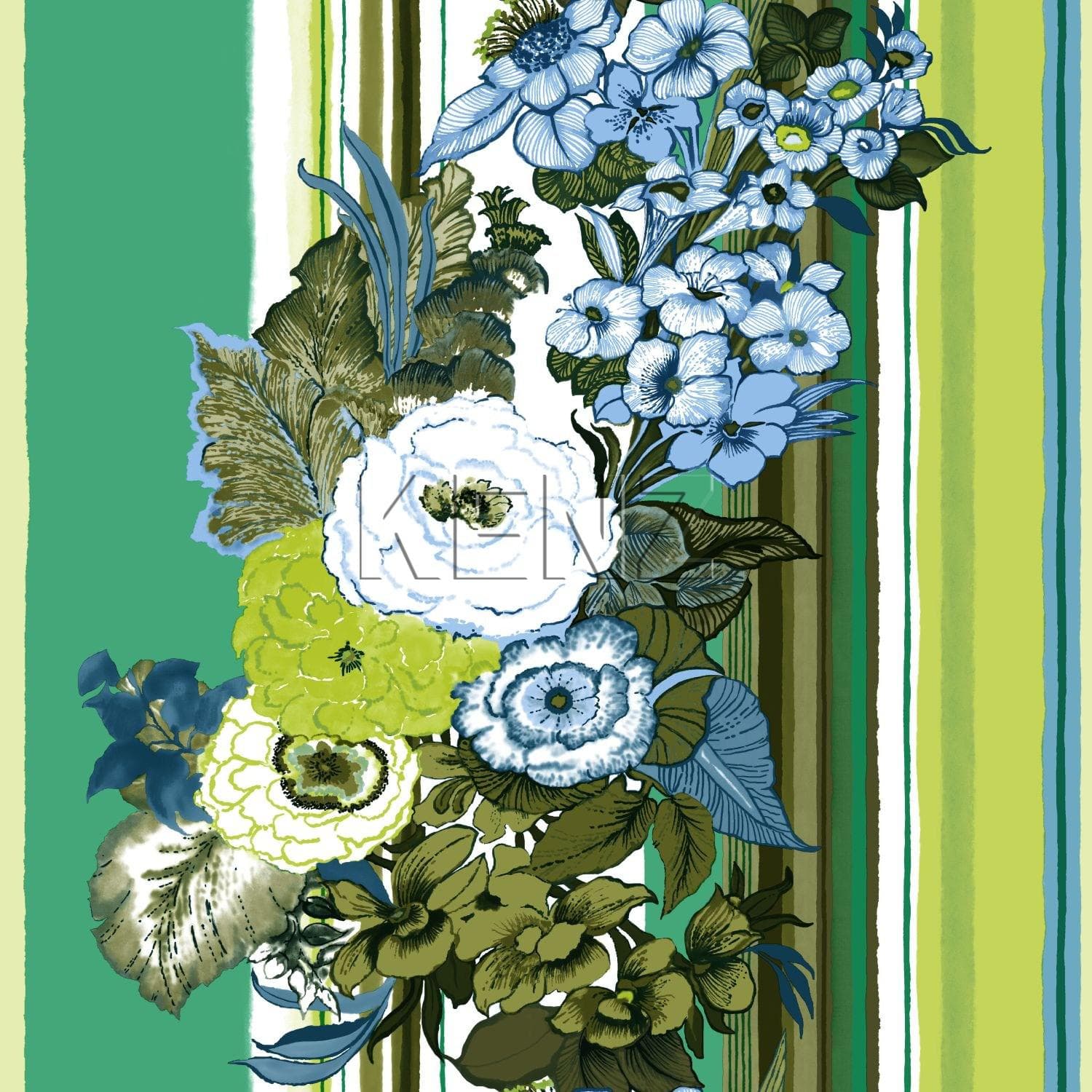 wallpaper vintage flowers green and lime green 138118