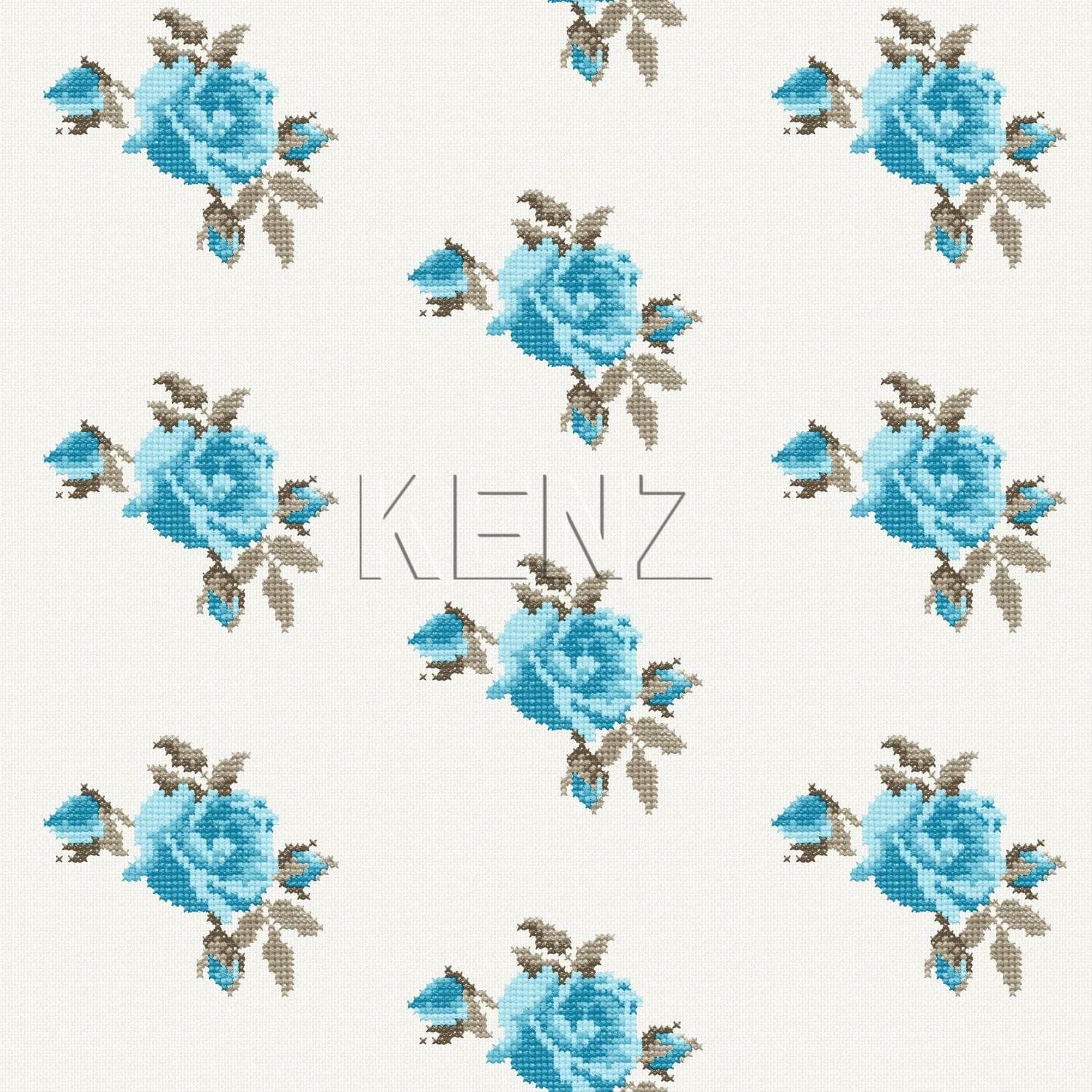 wallpaper embroidered roses turquoise 138146