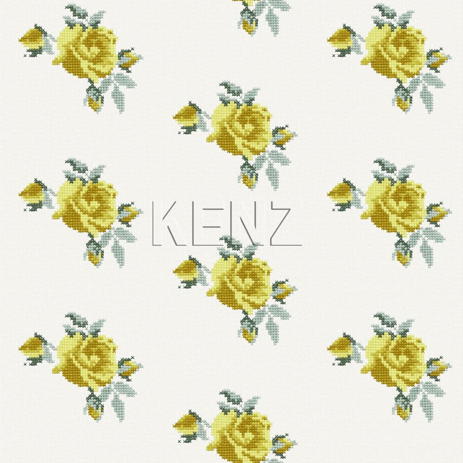 wallpaper embroidered roses yellow 138147