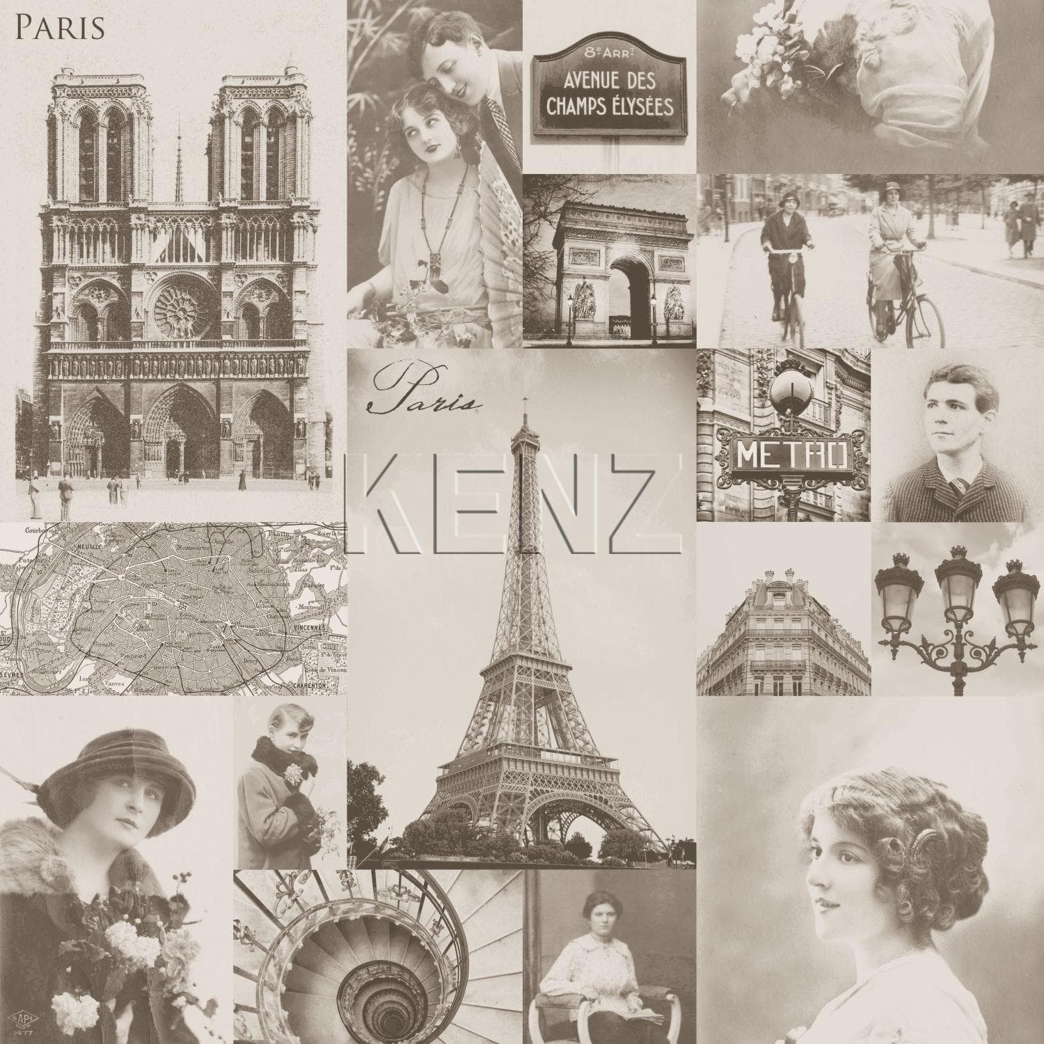 wallpaper Paris sepia brown 138148