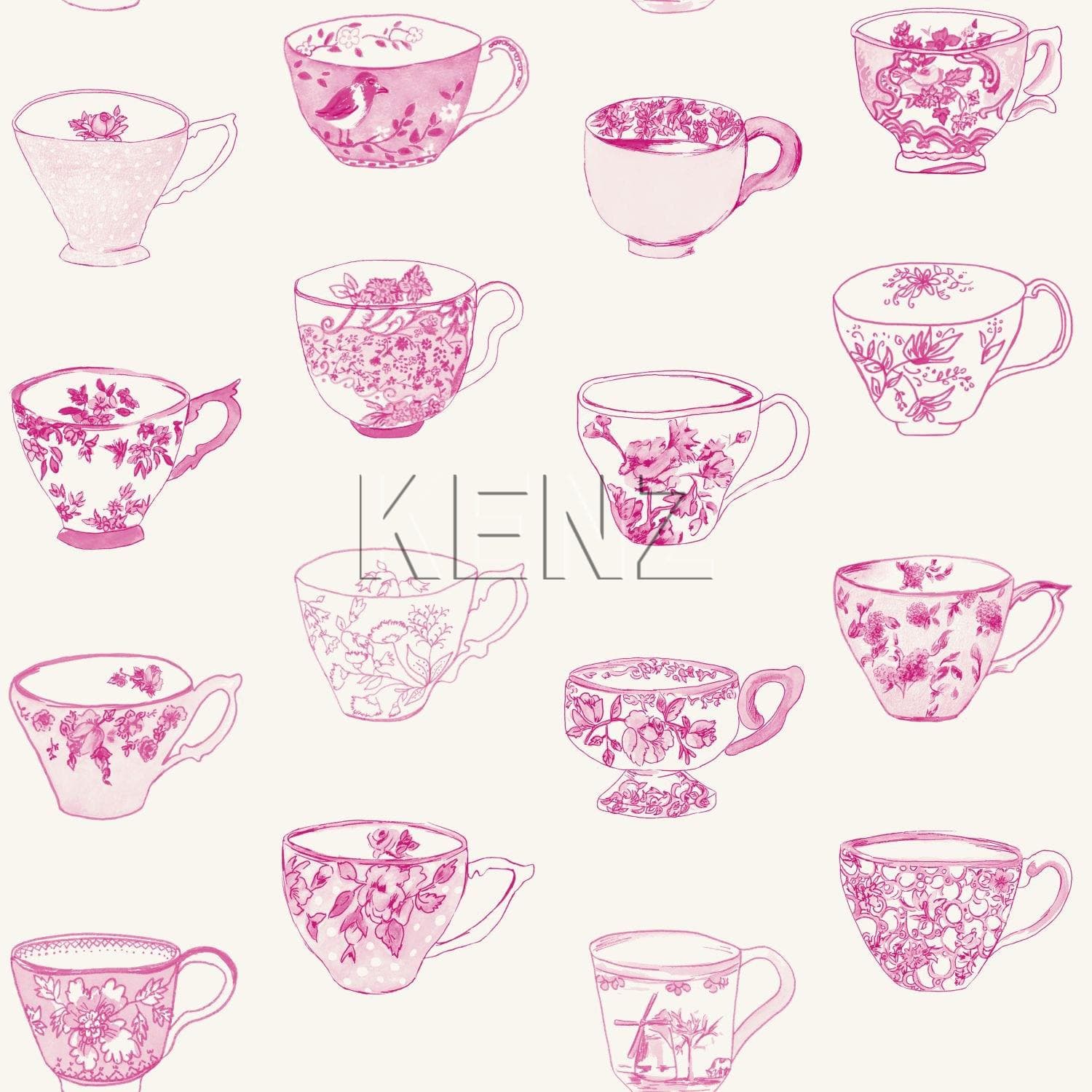wallpaper cups and saucers pink 138154