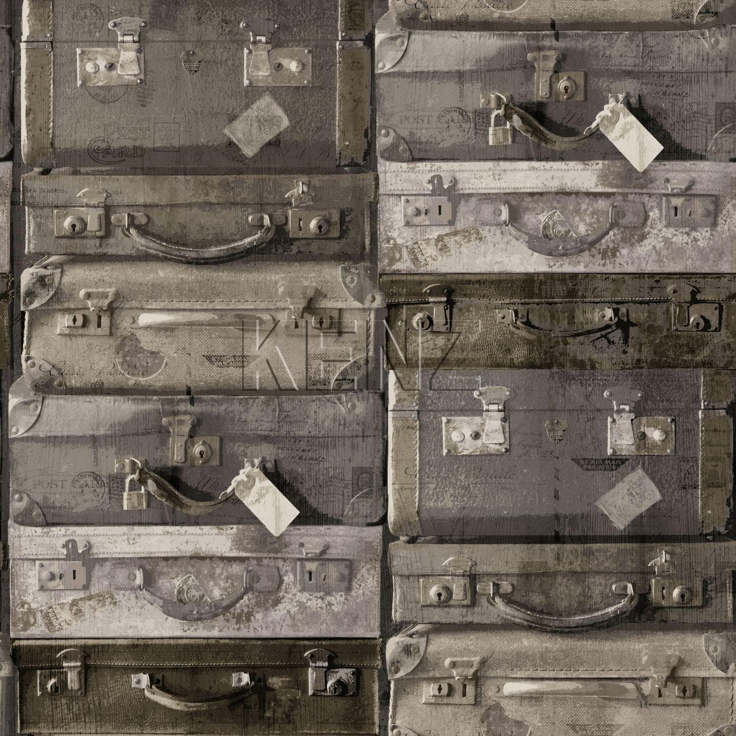 wallpaper vintage suitcases dark brown 138217
