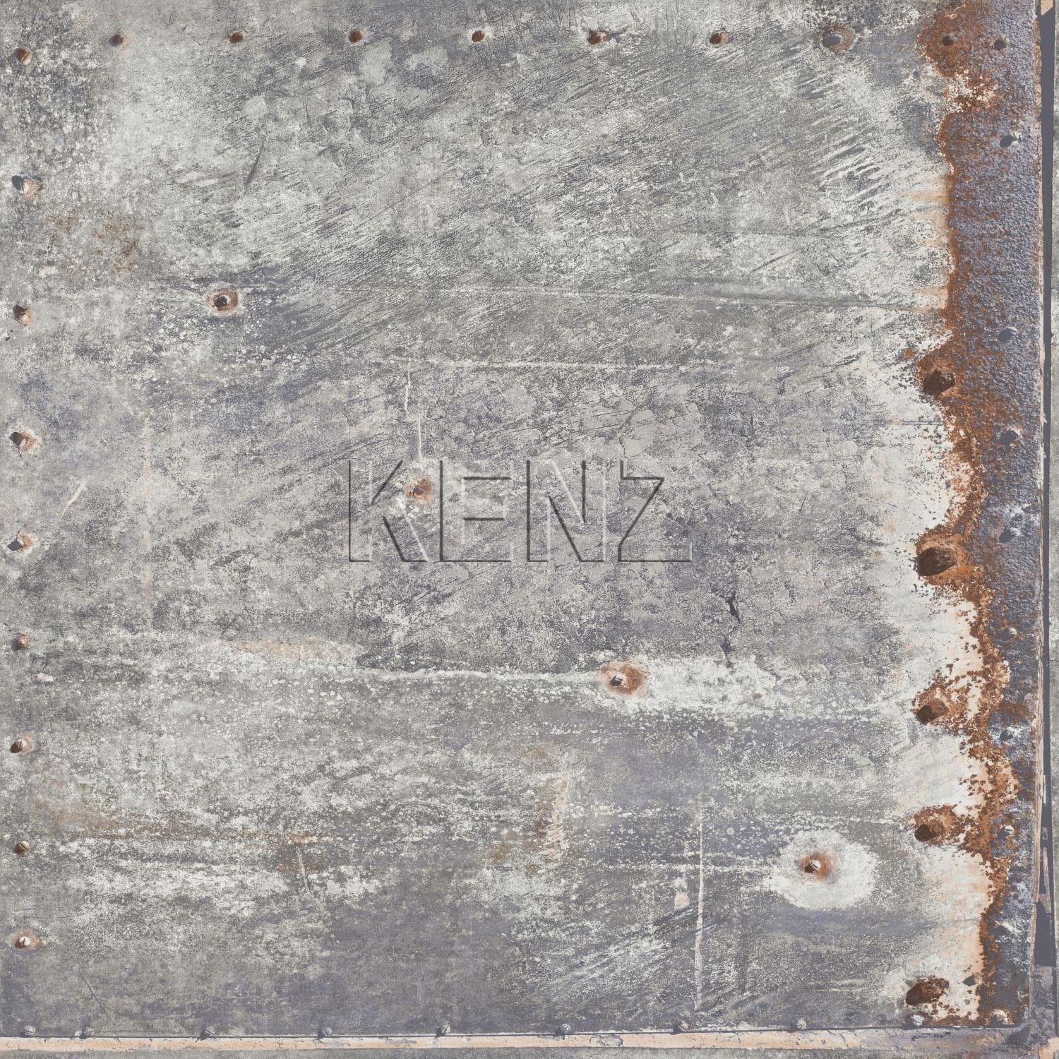 wallpaper metal plates light gray and rust brown 138218