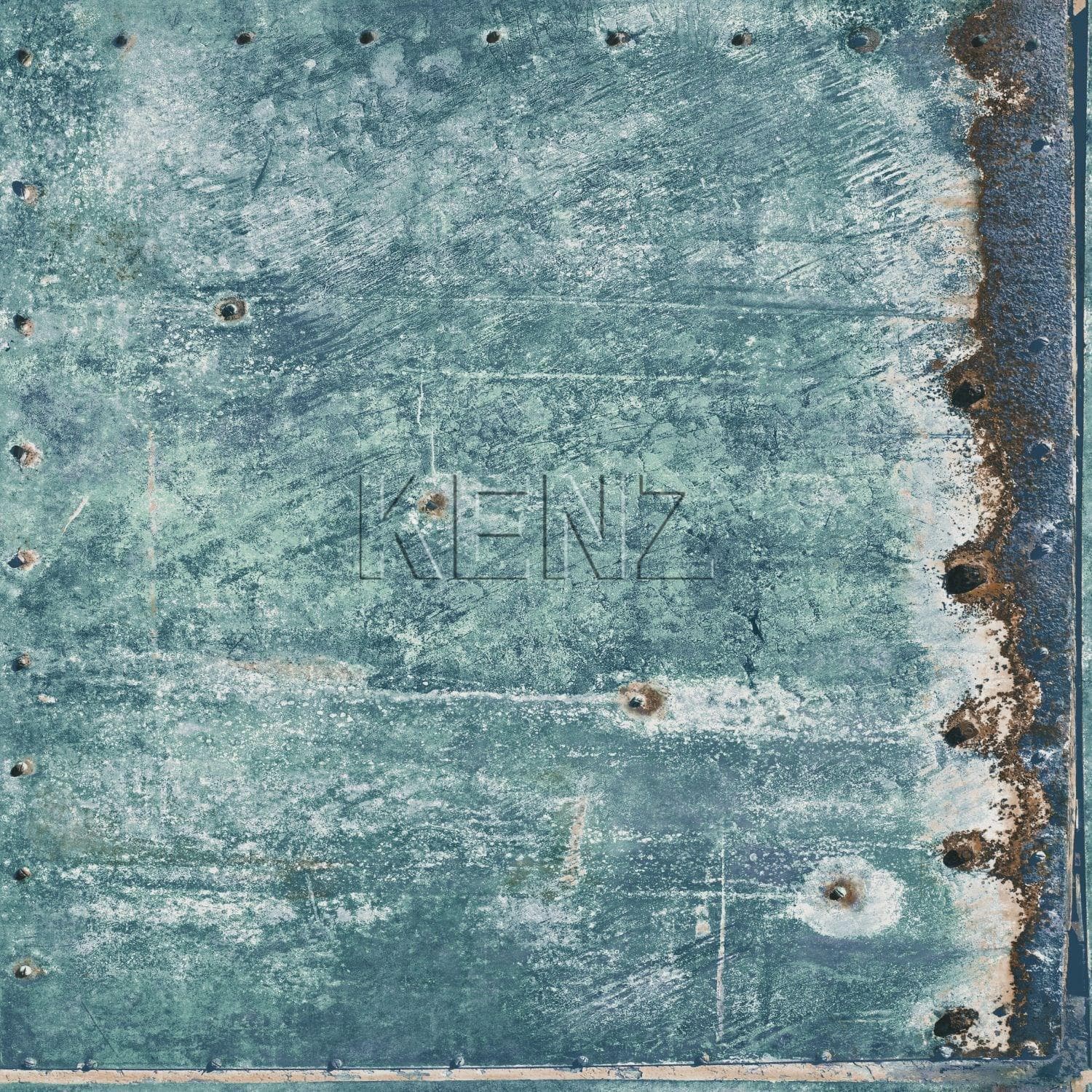 wallpaper metal plates turquoise and rust brown 138220
