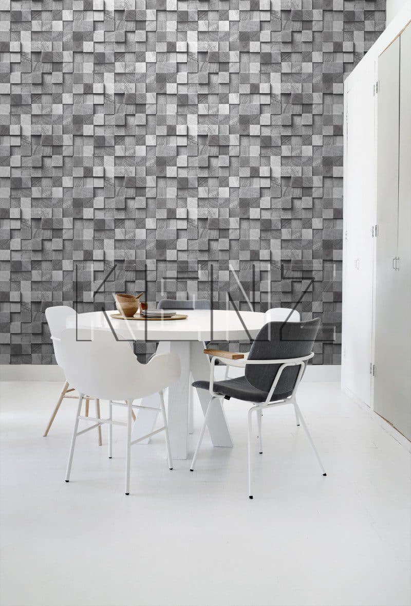 wallpaper 3D wood effect gray 138527