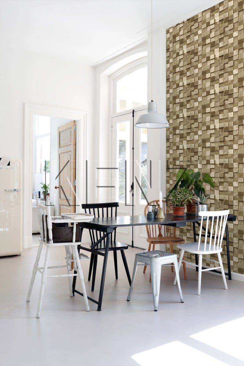 wallpaper 3D wood effect dark beige 138529
