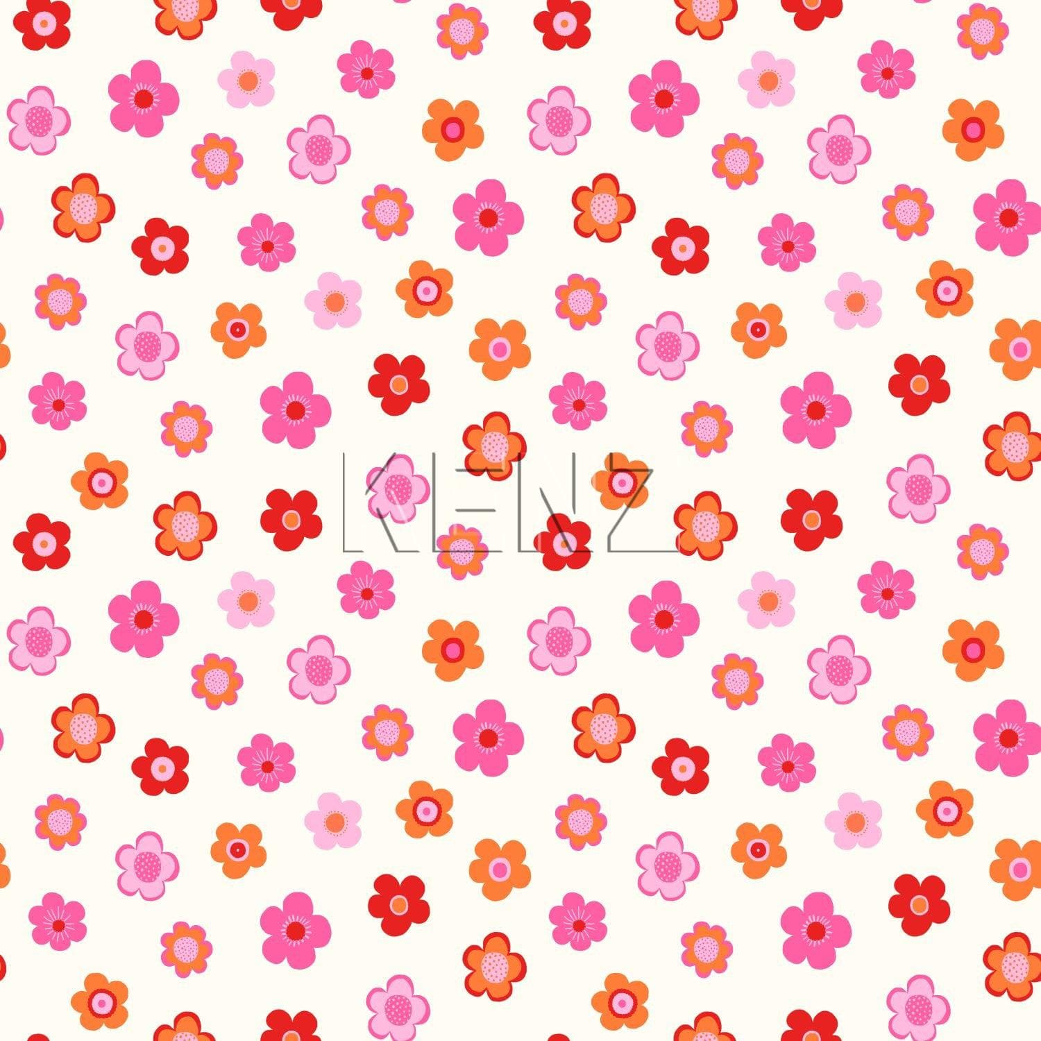 wallpaper vintage flowers pink, coral red and orange 138725