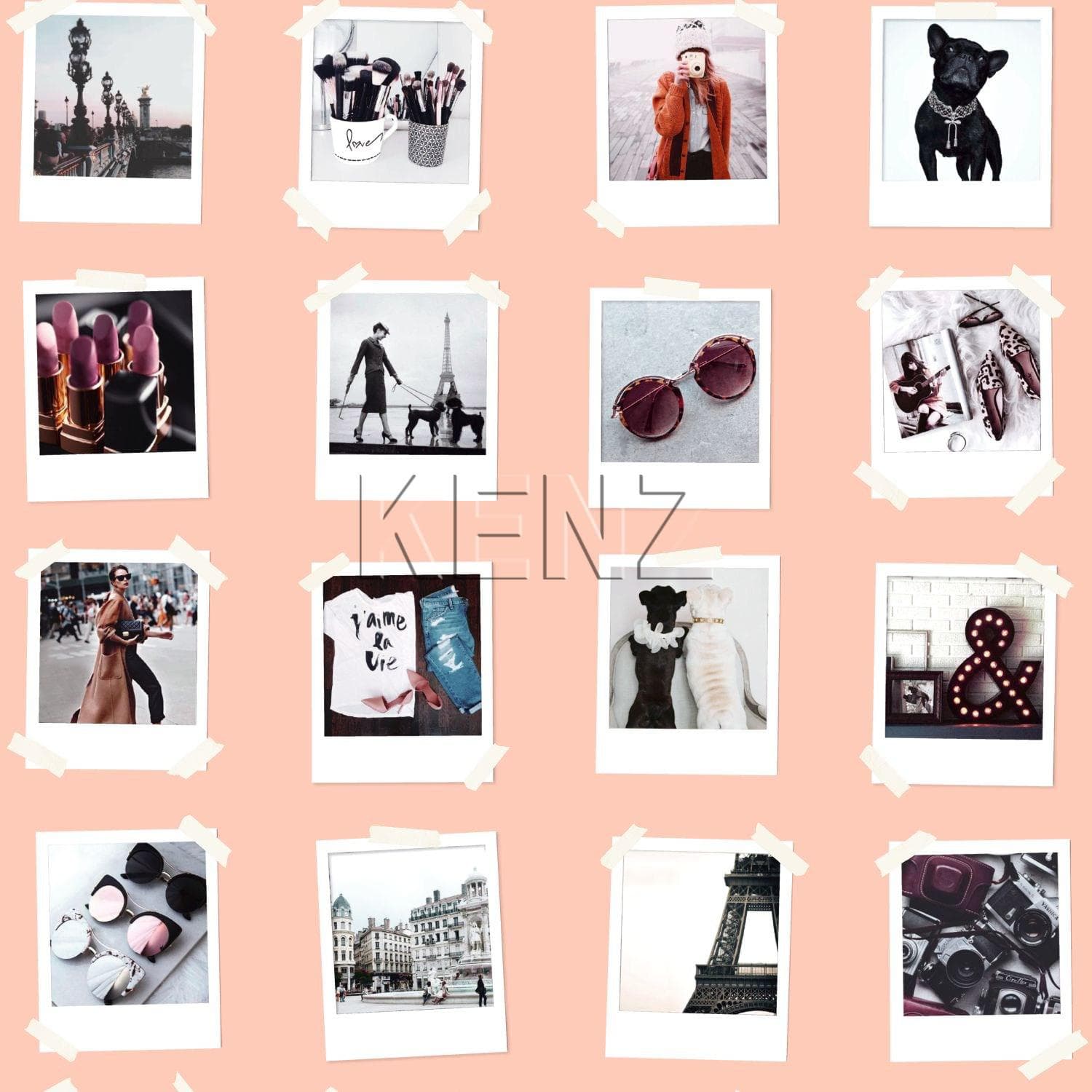 wallpaper polaroid photos peach pink 138847