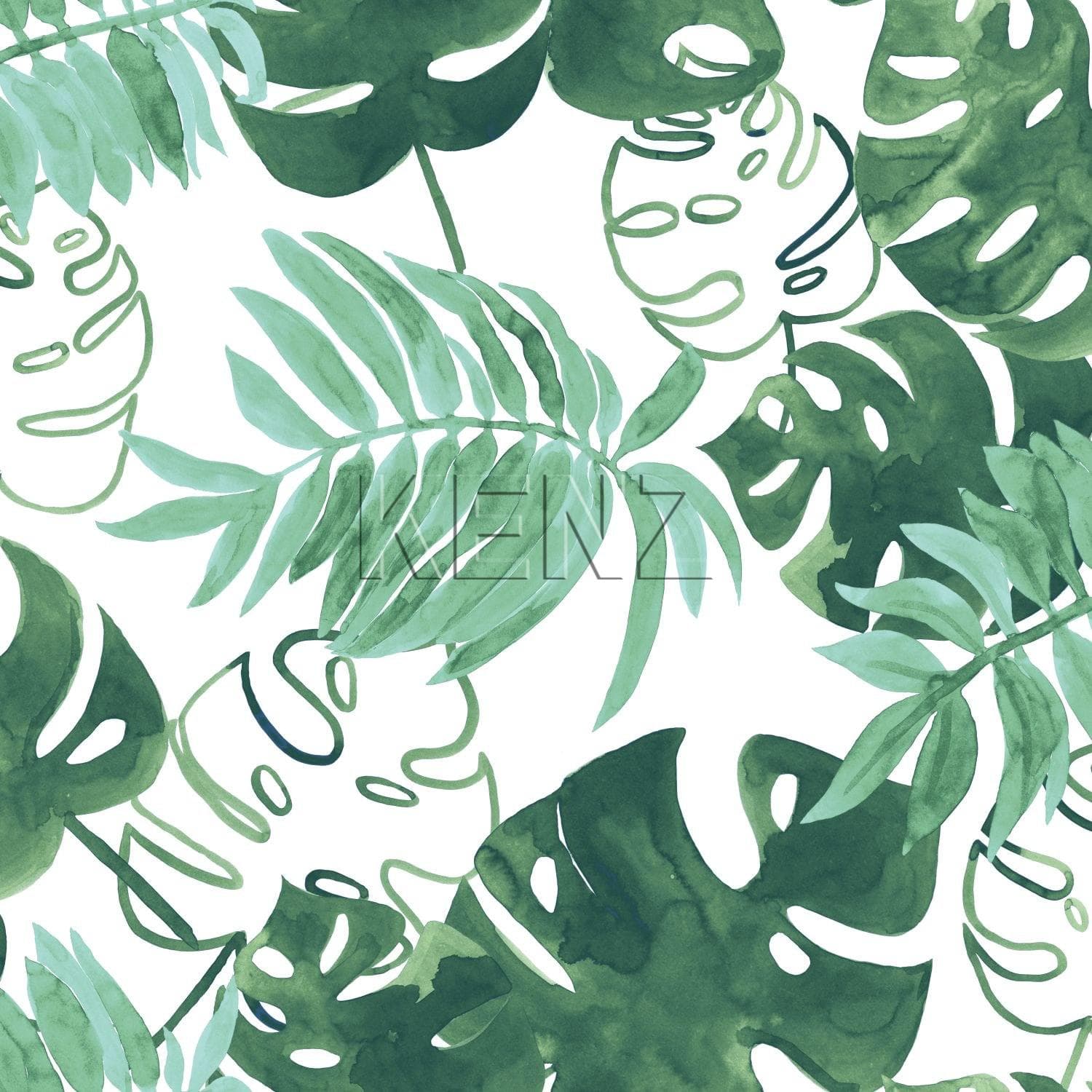 wallpaper painted tropical jungle leaves emerald green 138886