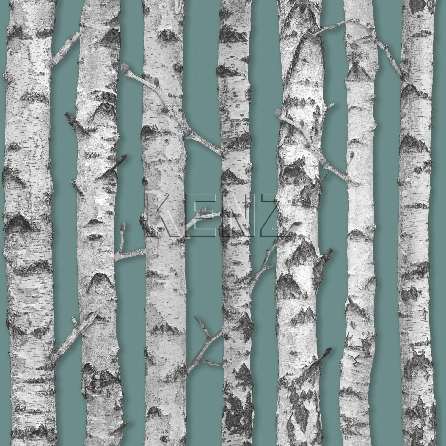 wallpaper birch trunks greyish green and light warm gray 138891