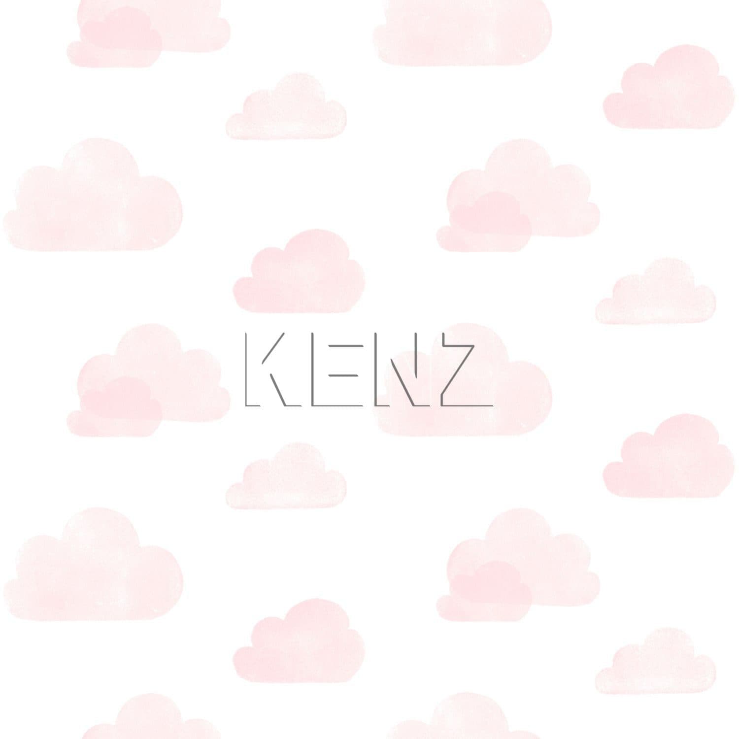 wallpaper stamped clouds light pink and white 138929