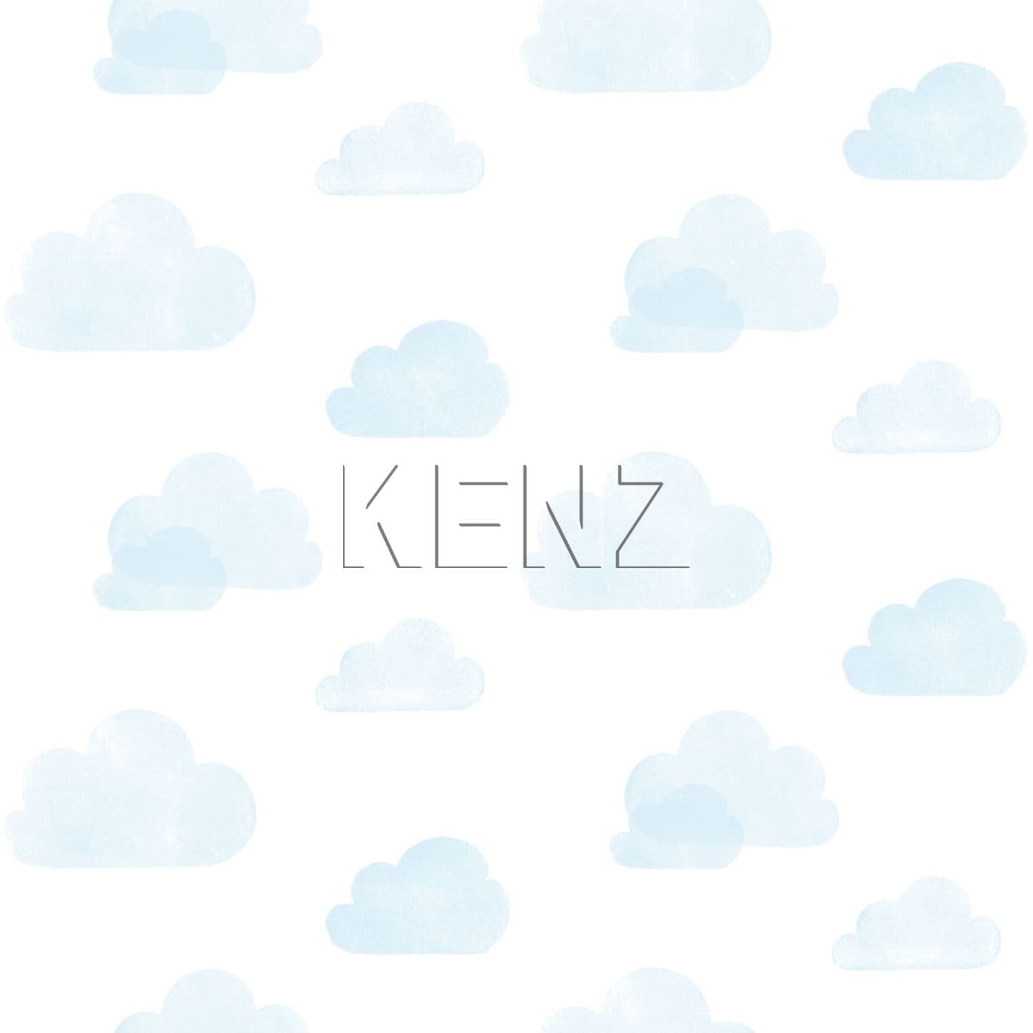 wallpaper stamped clouds light blue and white 138930