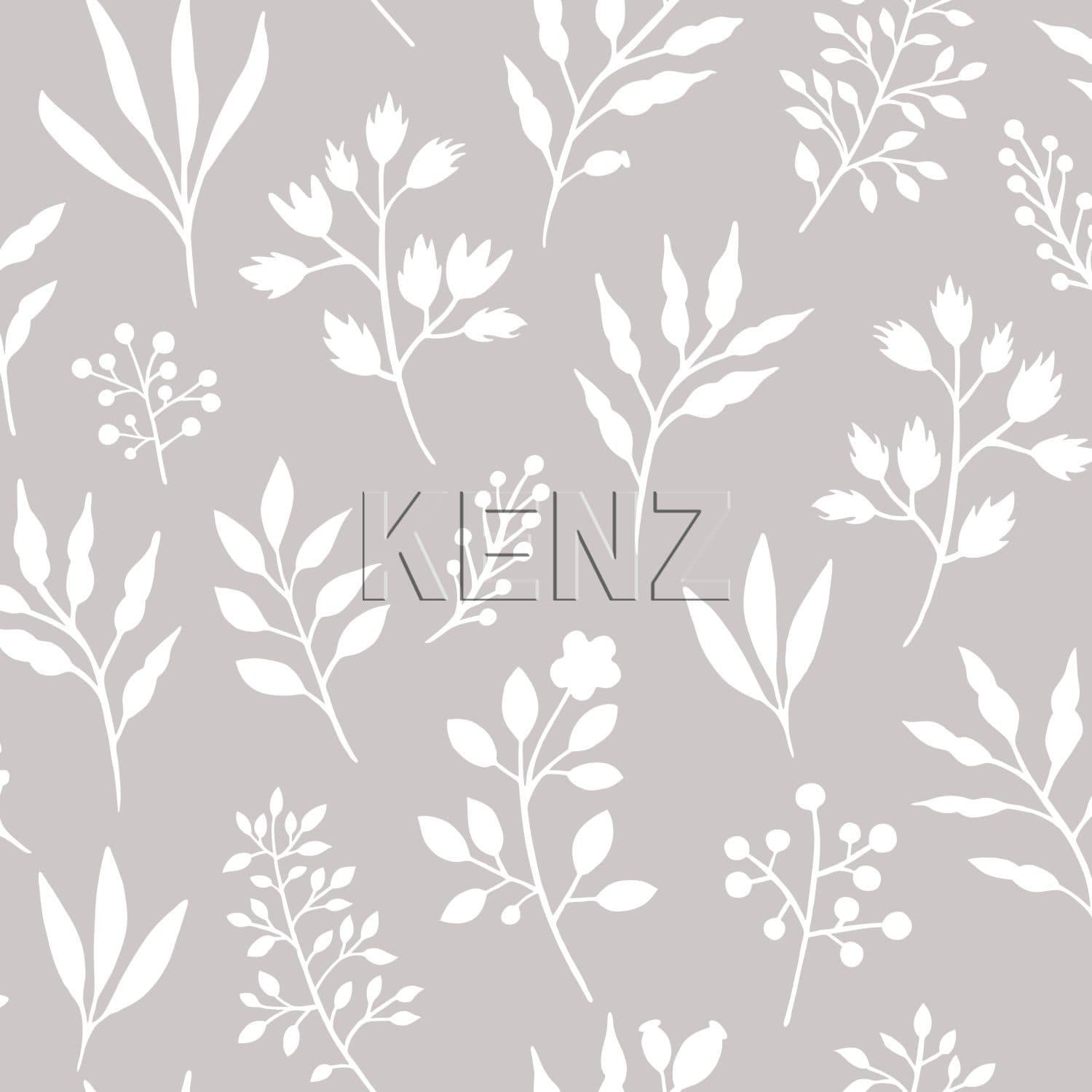 wallpaper floral pattern in scandinavian style warm gray and white 139084