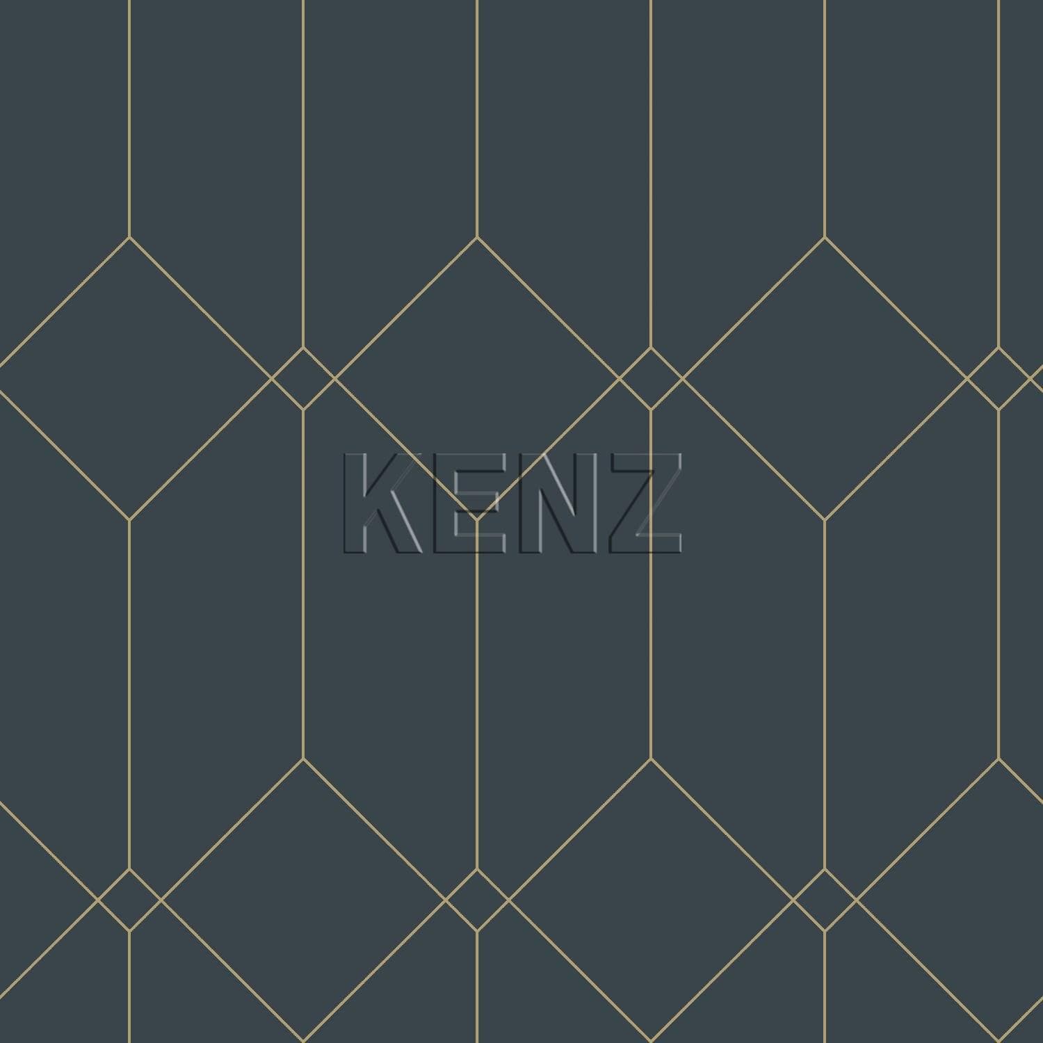 wallpaper art deco motif dark blue and gold 139225