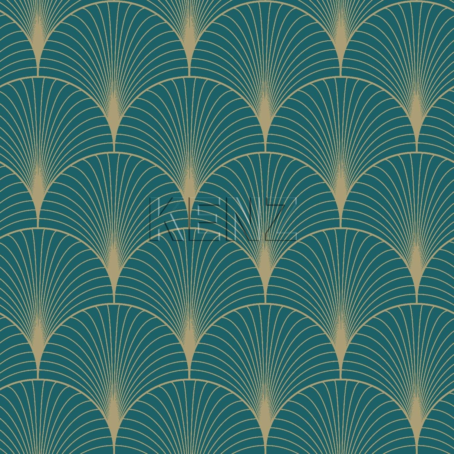 wallpaper art deco petrol blue and gold 139230