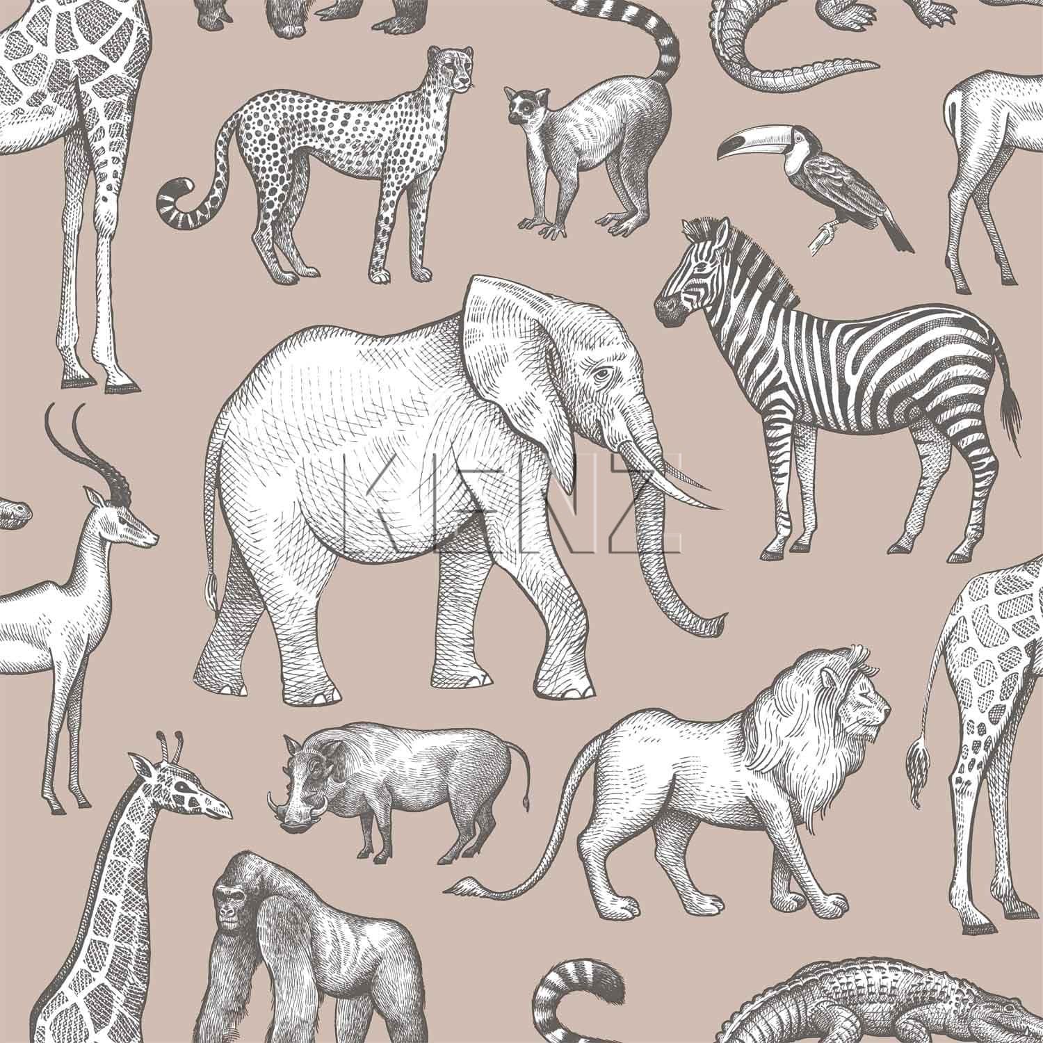 wallpaper jungle animals old pink and gray 139271