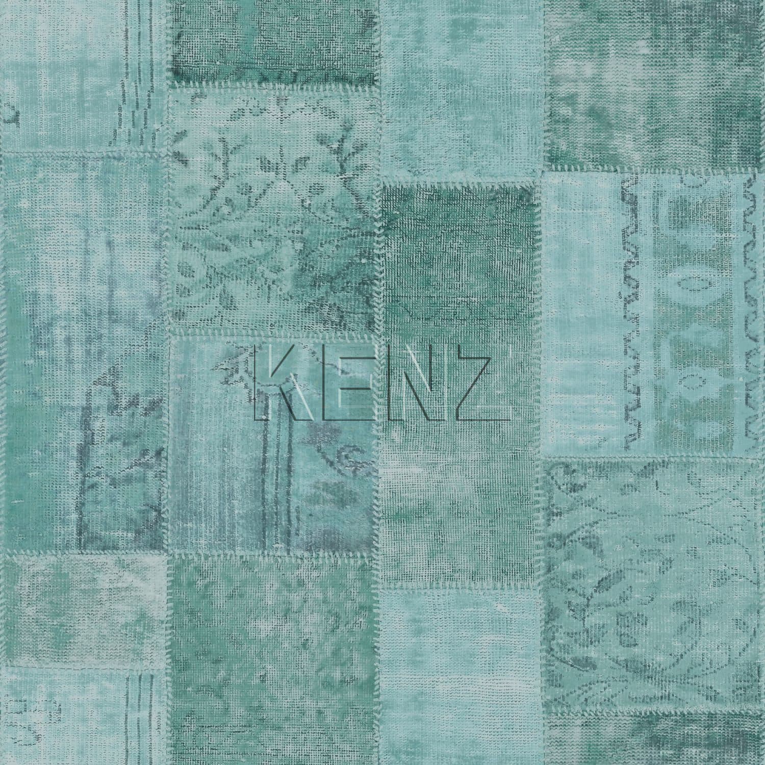 wallpaper kilim patchwork aqua green 148332
