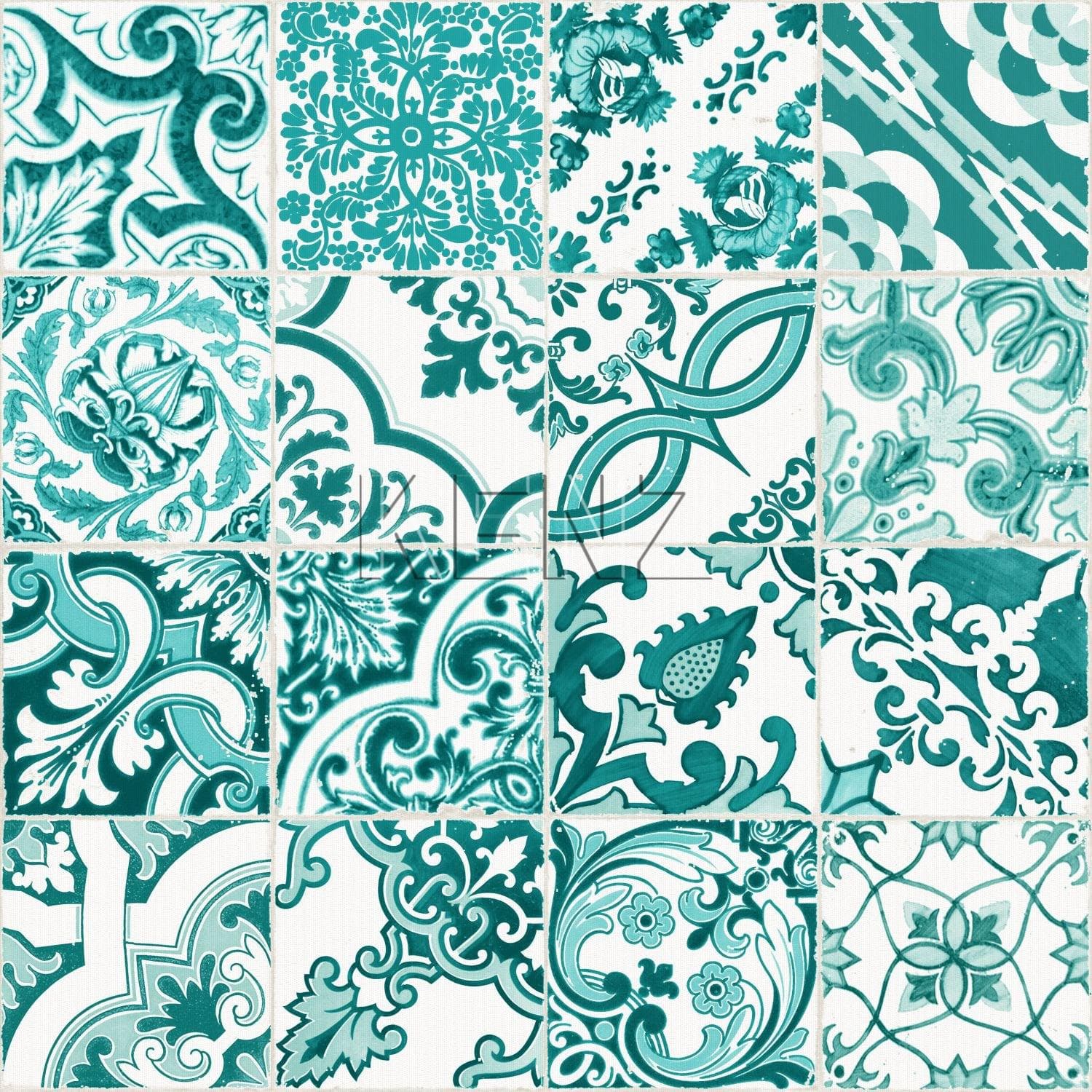 wallpaper tile motif turquoise 148635