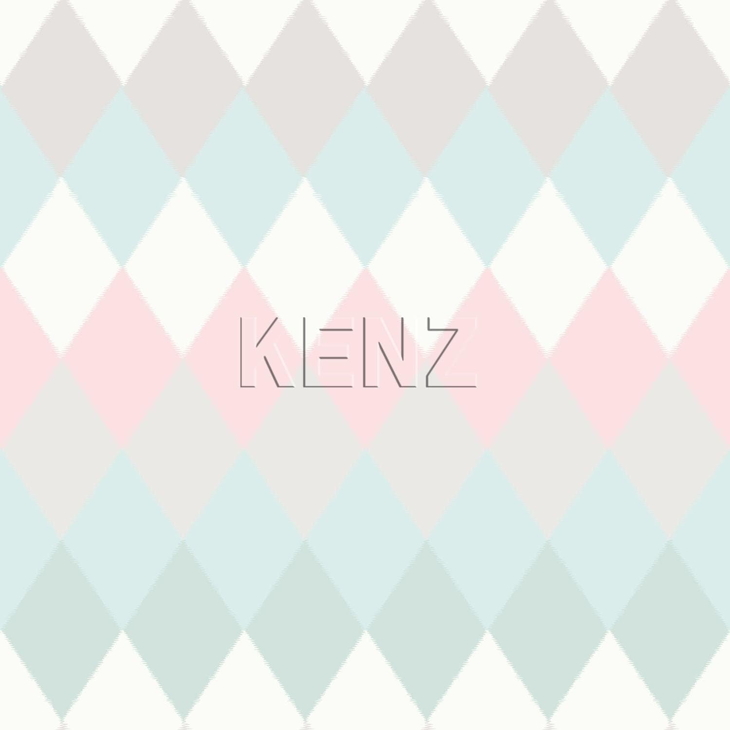 wallpaper wiggle check mint green, powder pink and light warm gray 148679