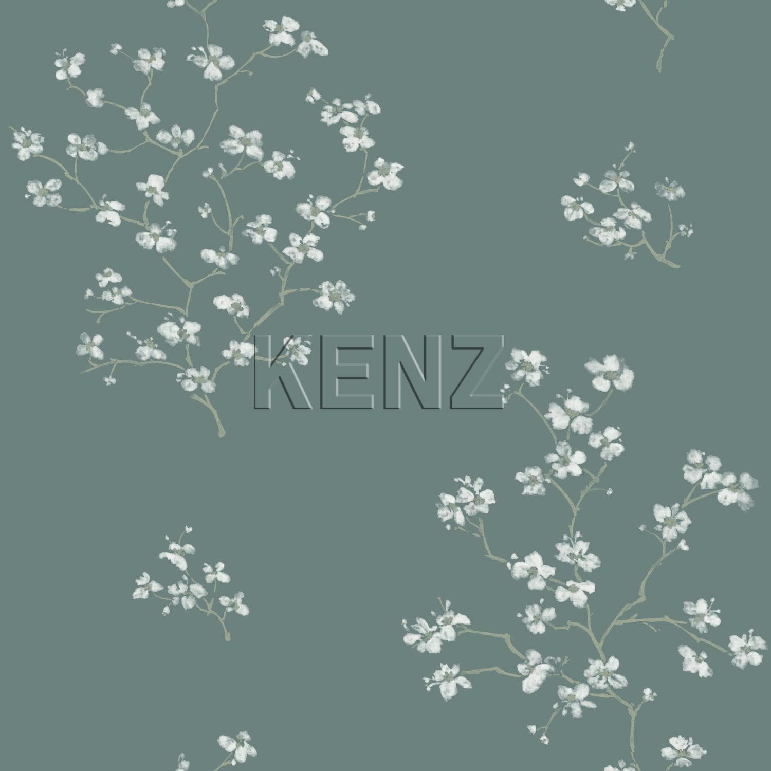 wallpaper blossom branches petrol green 148736