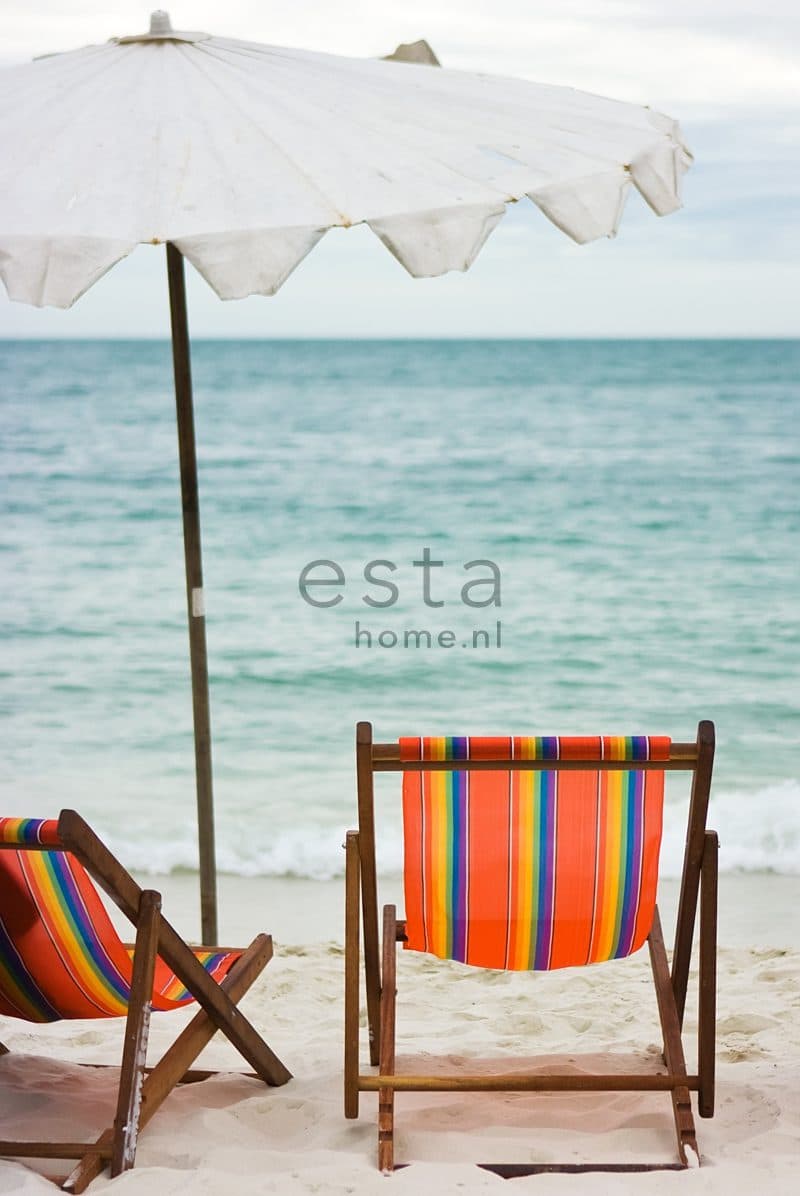 wall mural beach sea green and orange 156512