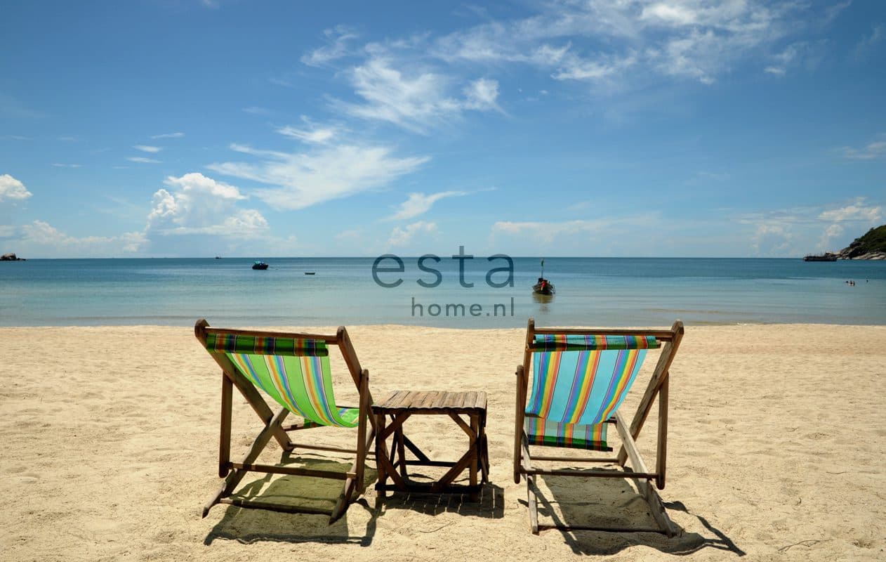 wall mural beach blue and beige 156516