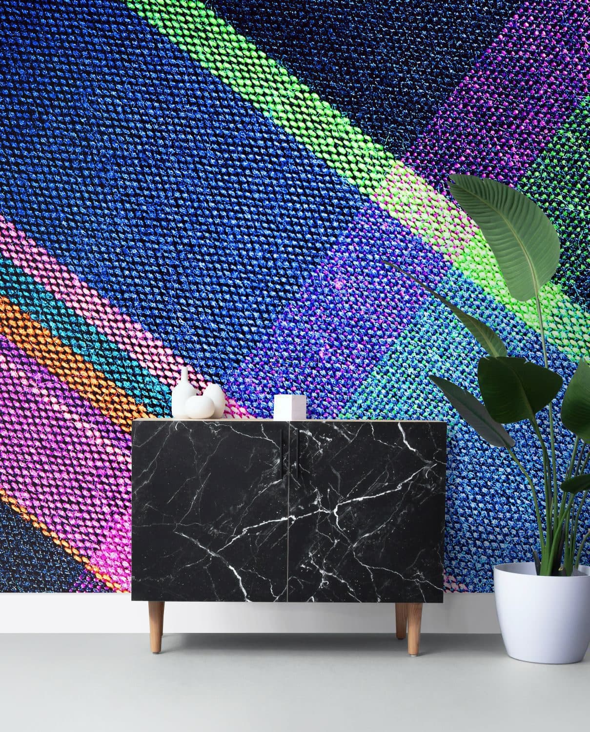 wall mural blue, pink, green and purple diamonds 156517