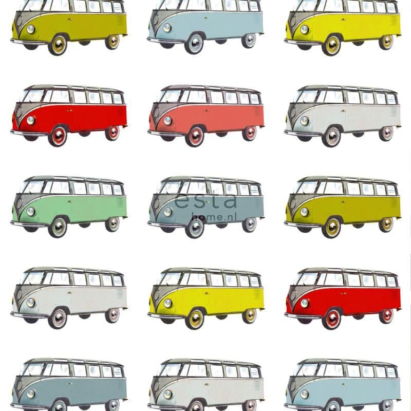 wallpaper XXL vintage transporters yellow, blue, grey, red and green 158713