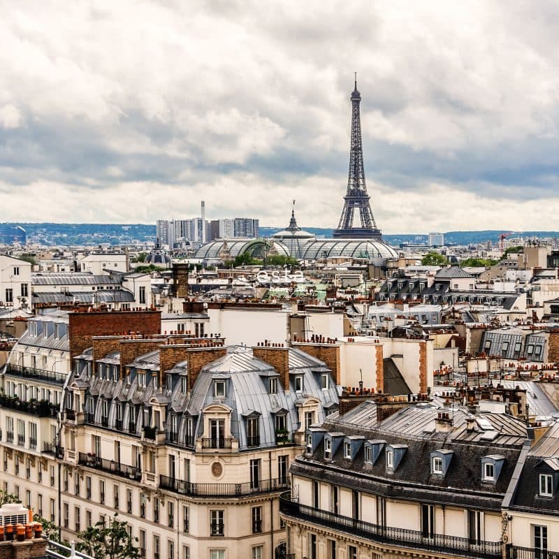 wall mural Paris city view beige and gray 158810