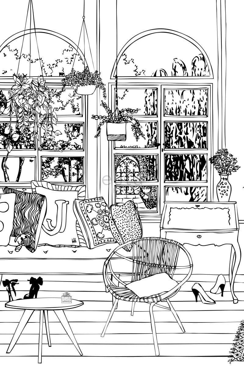 wall mural living room drawing black and white 158812