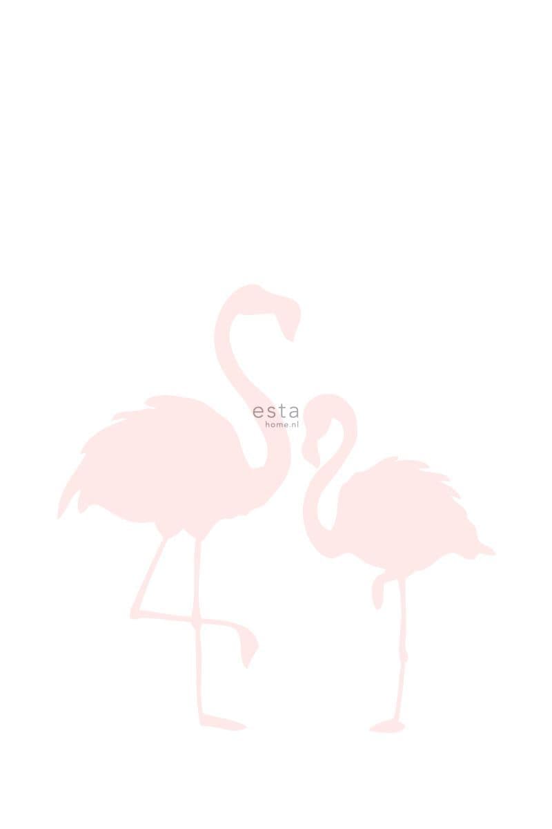 wall mural flamingos mother and child light pink and white 158838
