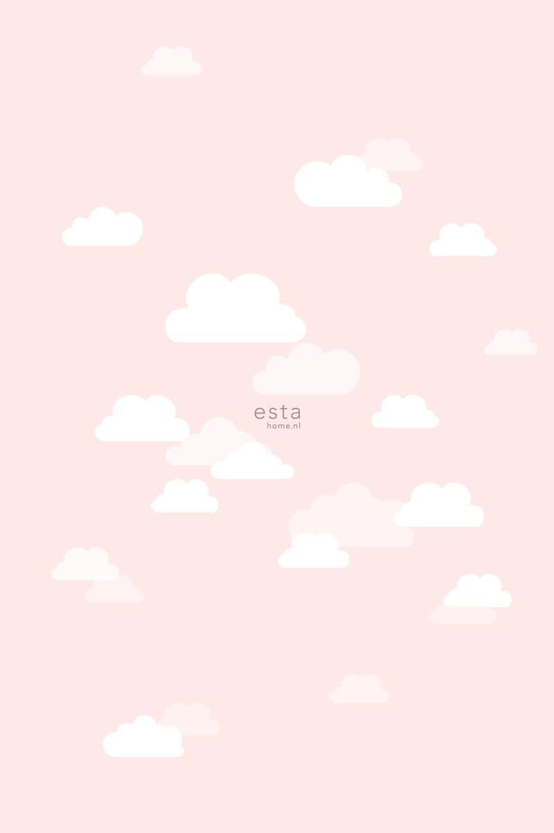 wall mural clouds light pink 158843