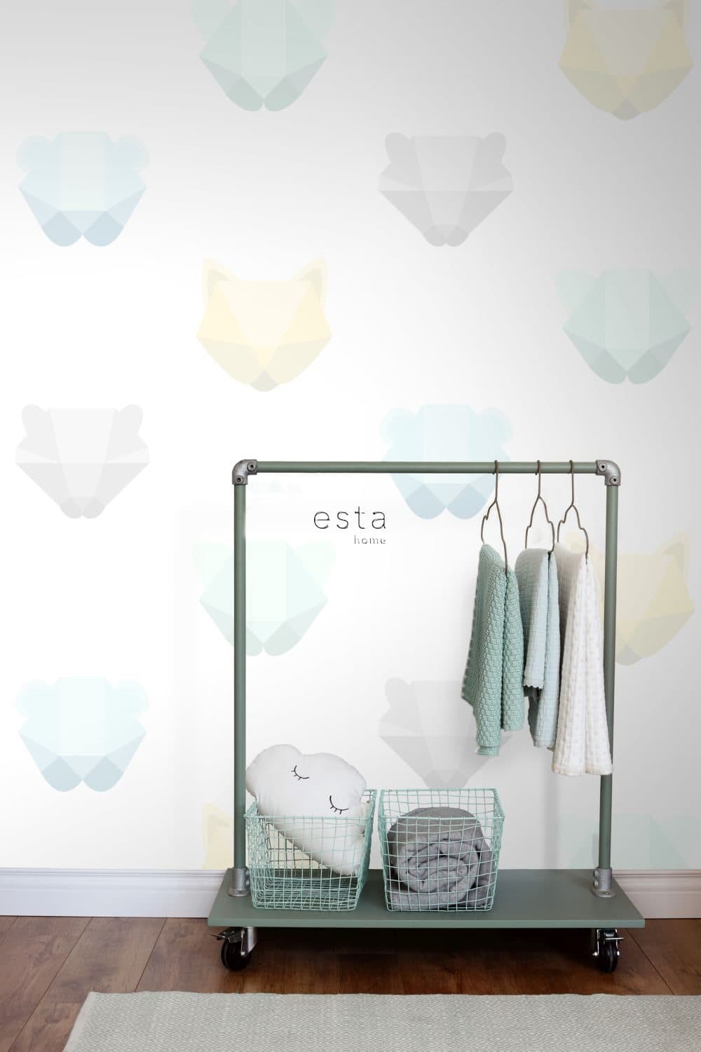 wall mural animal heads mint green, blue and gray 158856