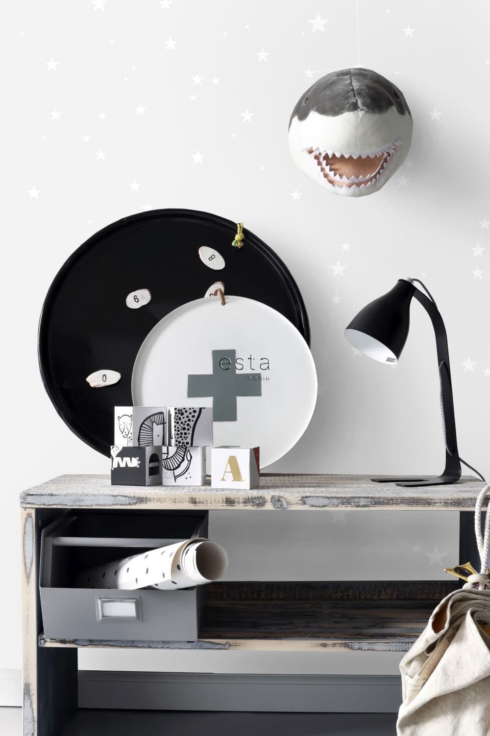 wall mural starry sky light warm gray and matt white 158857