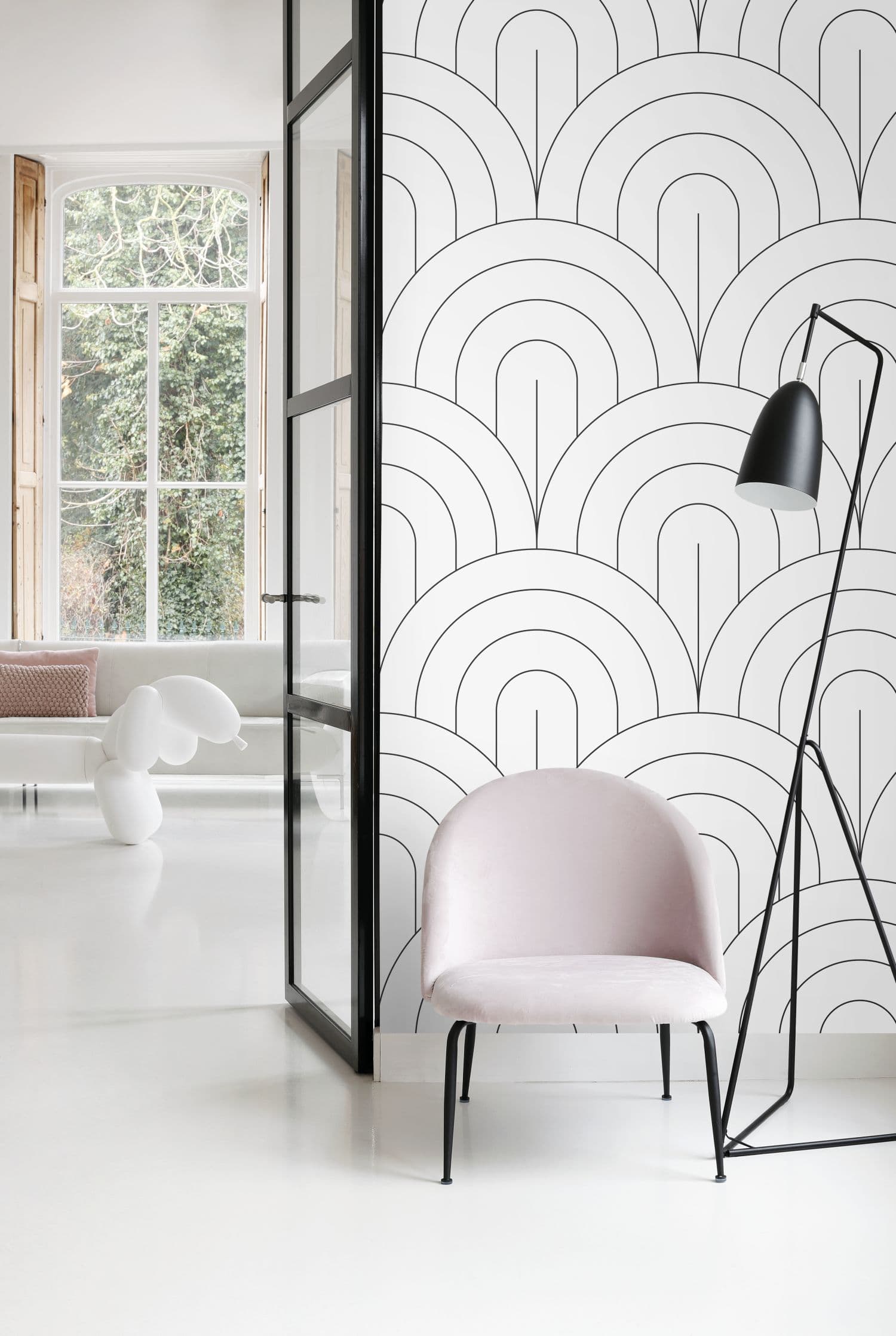 wall mural art deco white and black 158935