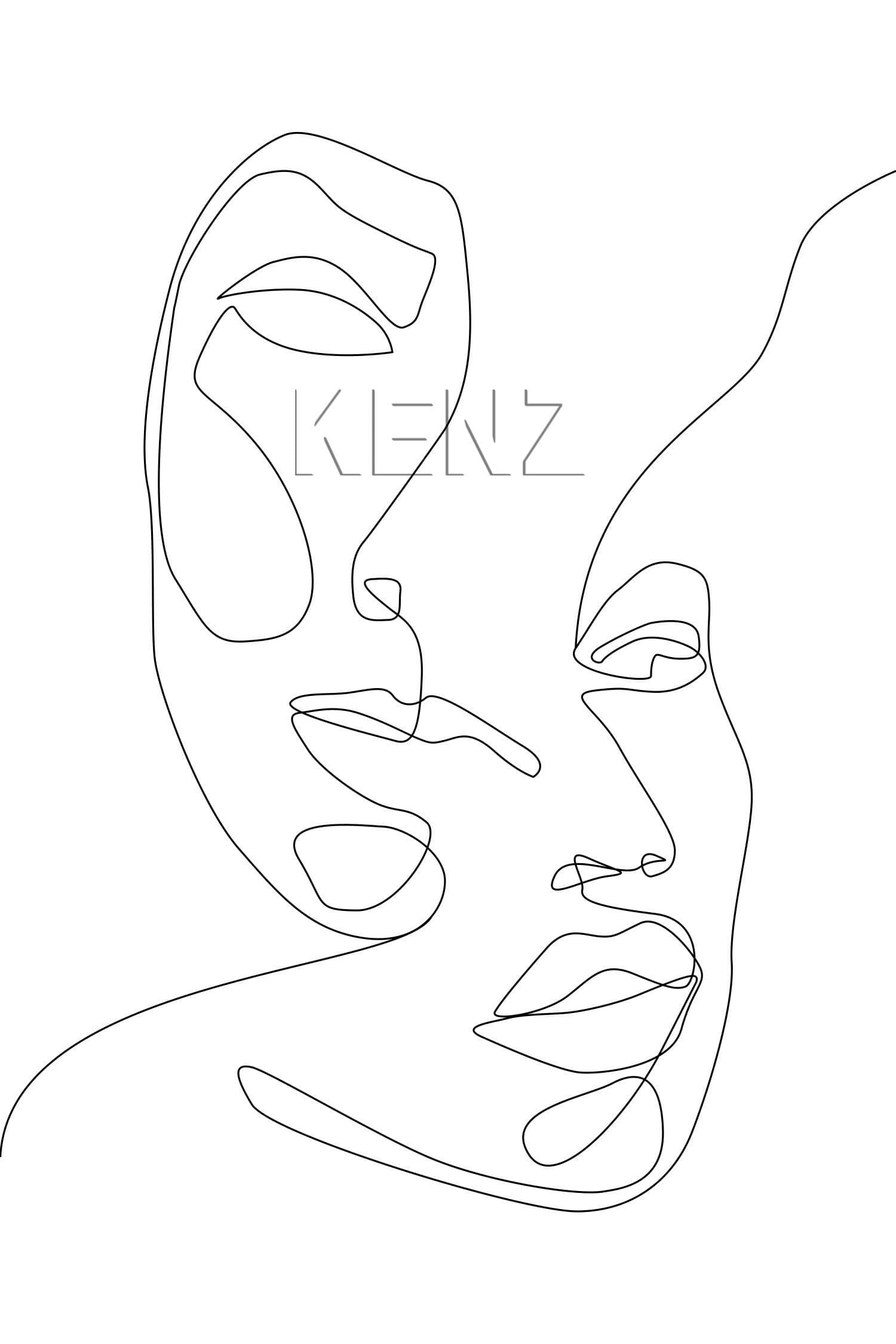wall mural faces black and white 158936