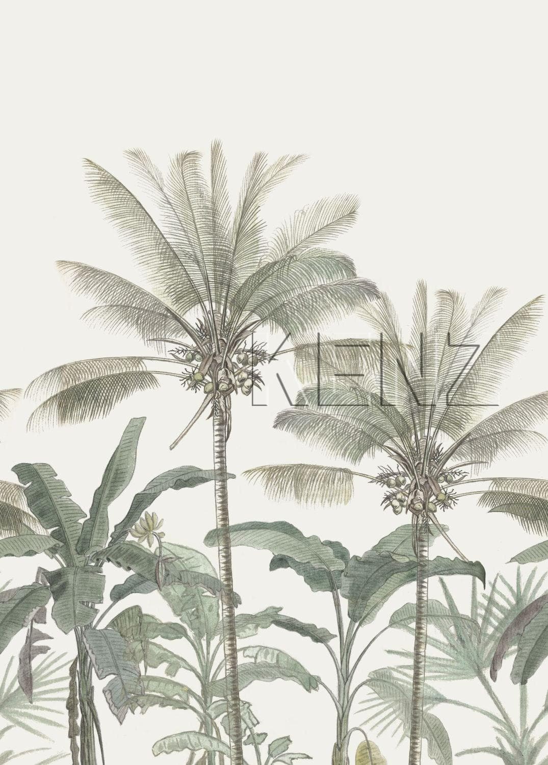 wall mural palm trees light beige and greyish green 158947